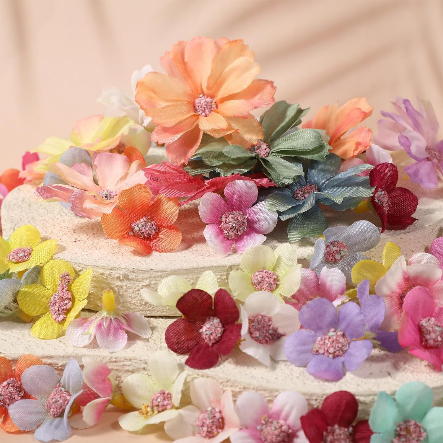 150PCS Mini Fake Flowers Heads Small Silk Flower Heads for DIY Crafts Decor