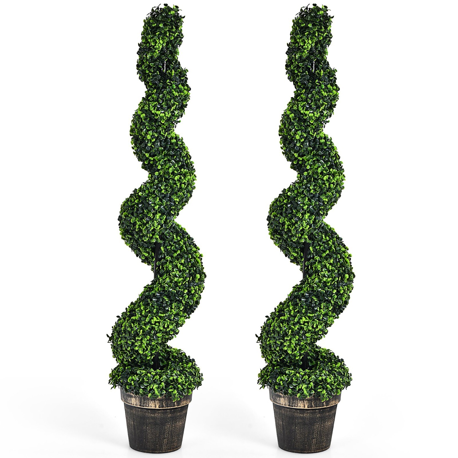 2 Pack 4ft Artifical Spiral Boxwood Topiary Decorative Tree Indoor/Outdoor