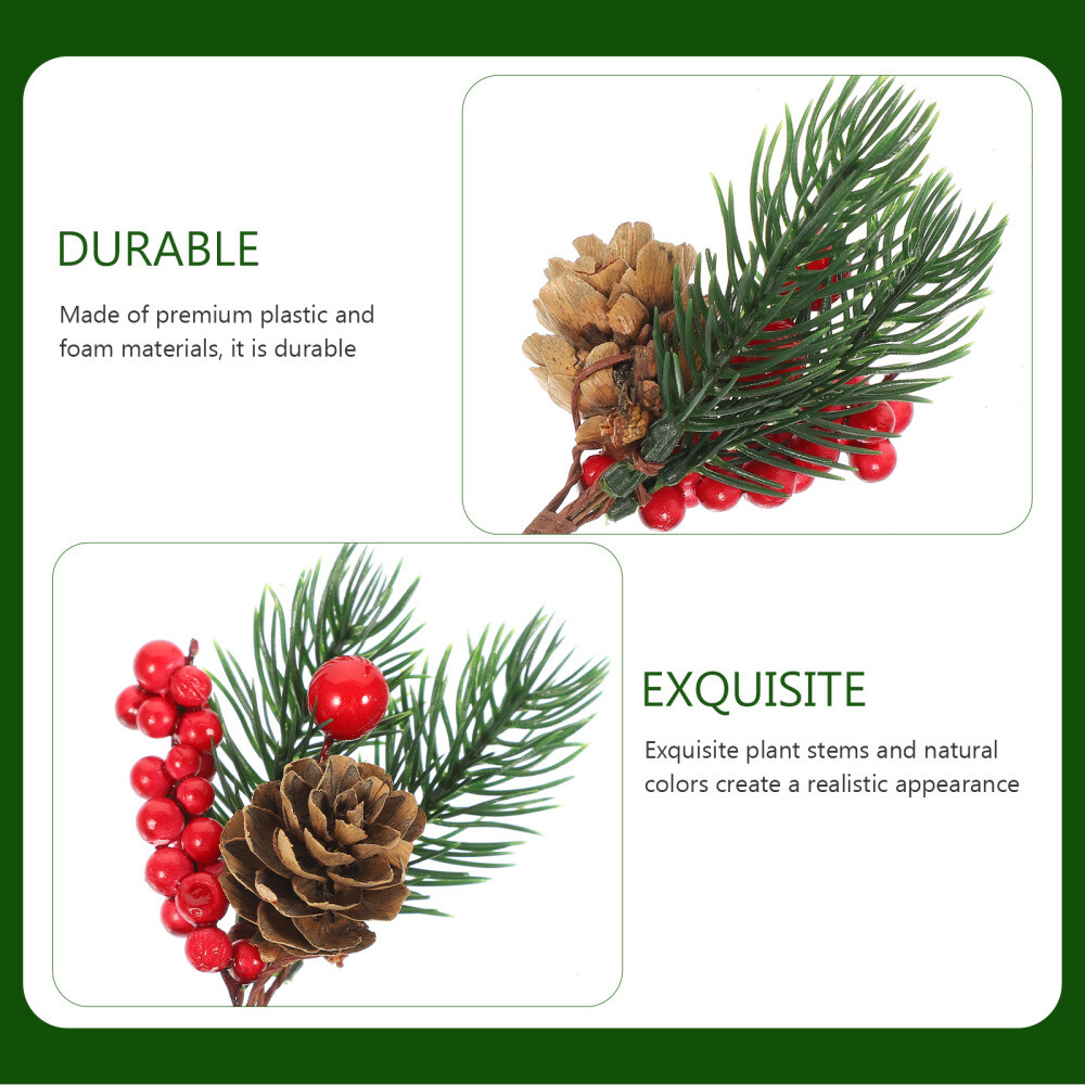10pcs Red Berry Picks for Xmas Tree Decoration & Crafts