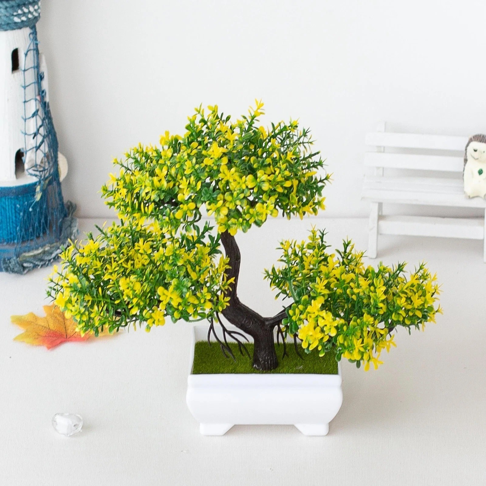 Artificial Bonsai Tree Potted Plant Fake Flowers Home Table Garden Decoration