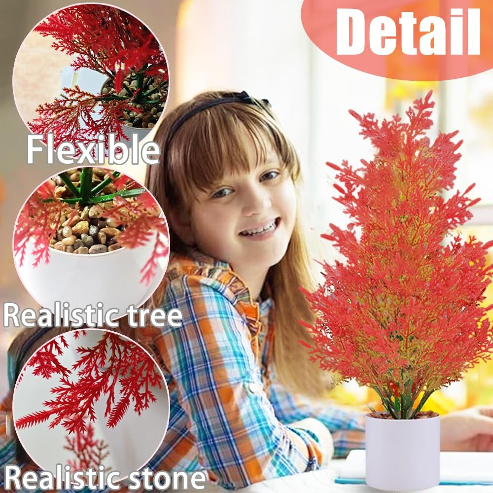 Artificial Fall Pine Trees Small Fake Plants,Table Top Christmas Tree Ornamen…
