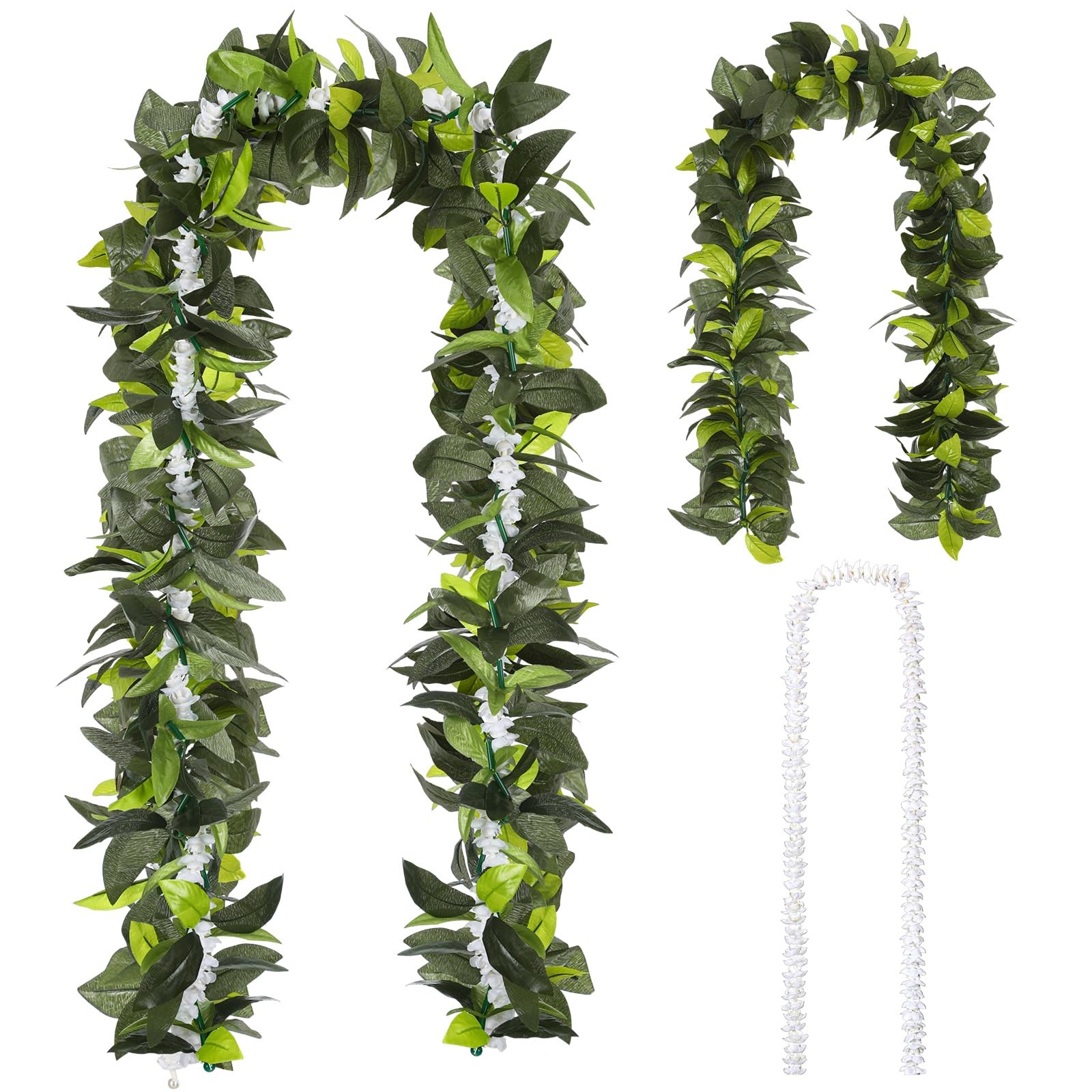 Hawaiian Luau Maile And Pikake Lei 2 Pcs Artificial 4.9 Ft Graduation Decor