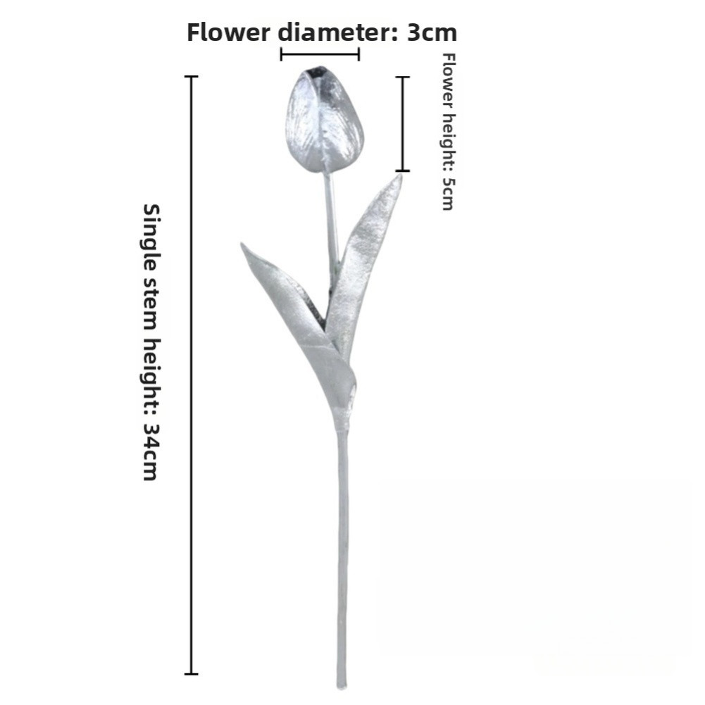 Luxury Look Artificial Tulips PU Plastic Iron Wire 34cm for Interior Decoration