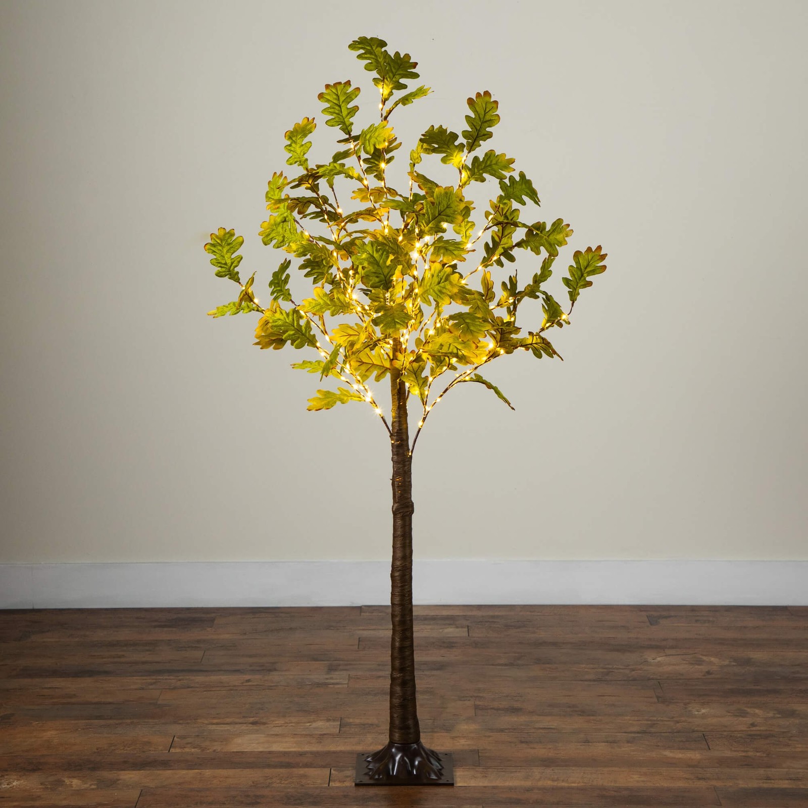 Nearly Natural 6ft Pre-Lit Green Autumn Oak Fall Tree w/ 250 Warm White LED