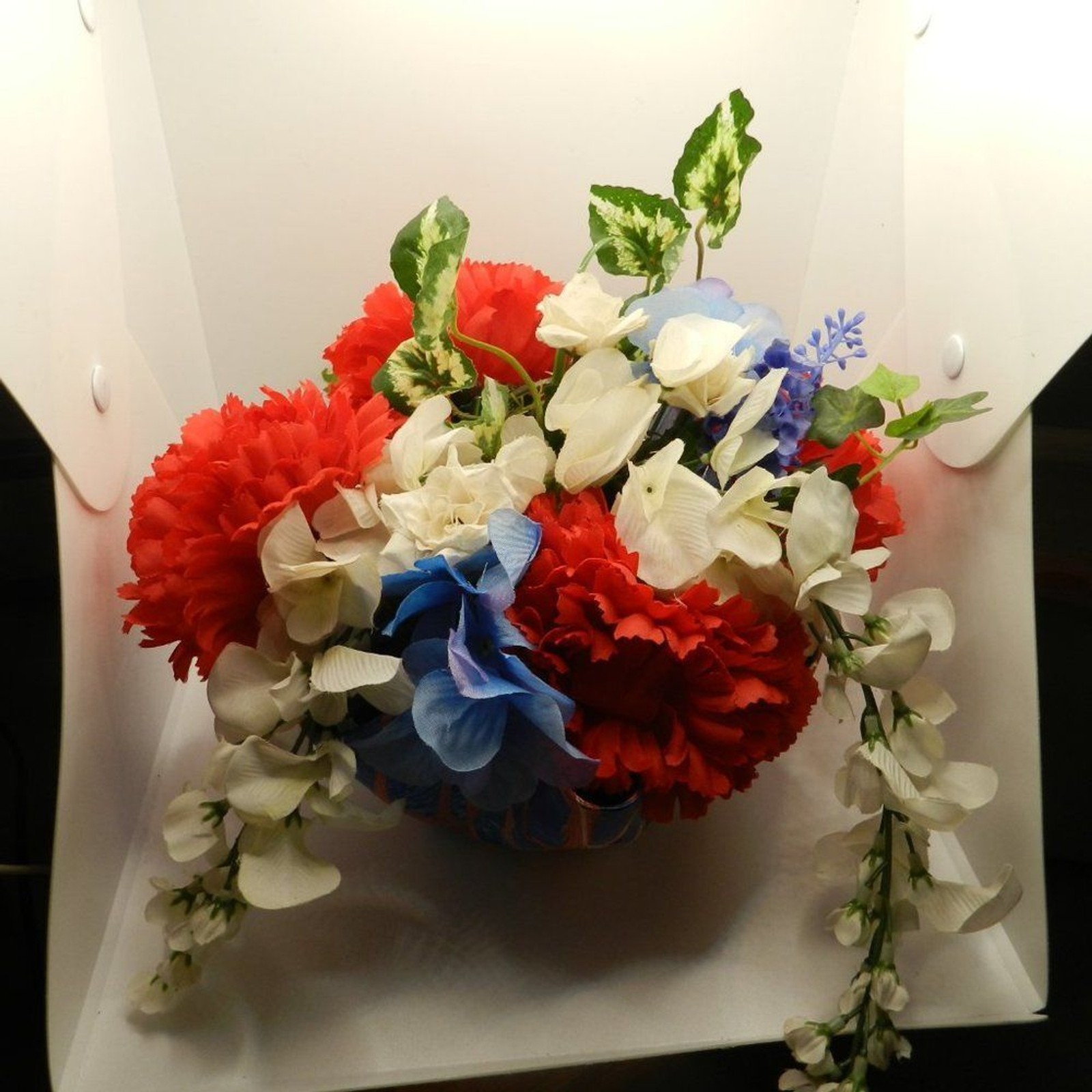 Hand Crafted Floral Table Centerpiece Winter Red Carnation Flower Vinyl Record