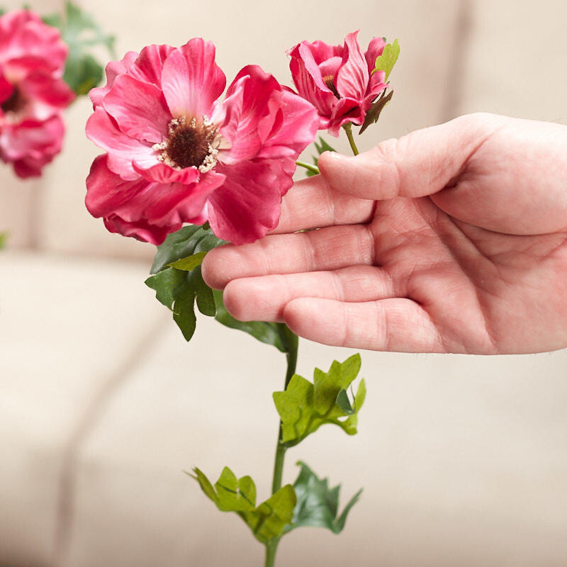 Package of 6 Fuchsia Artificial Poppy 22″ Floral Sprays
