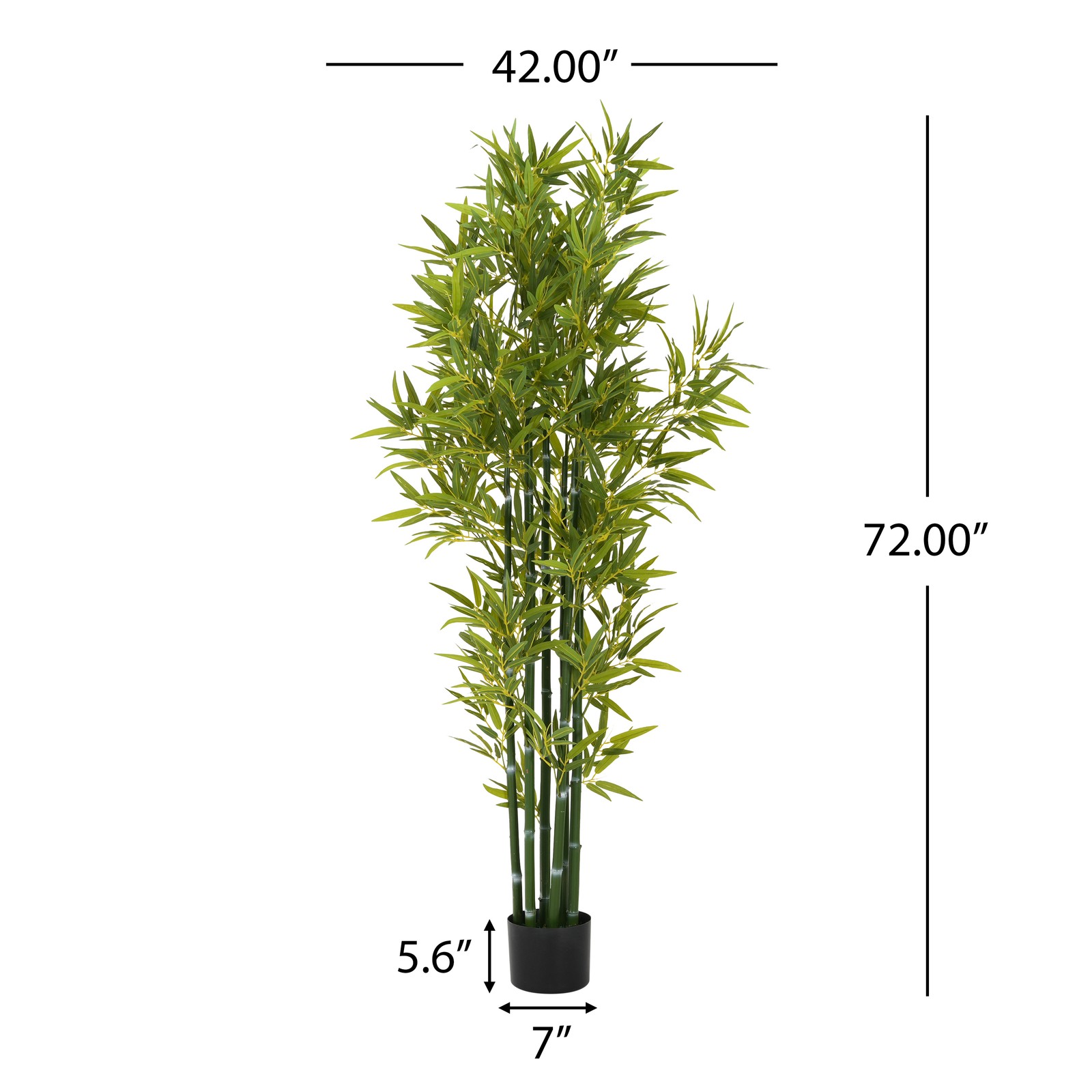 Set of 2 Artificial Bamboo Plants in Pots, Lucky Faux Greenery Decor
