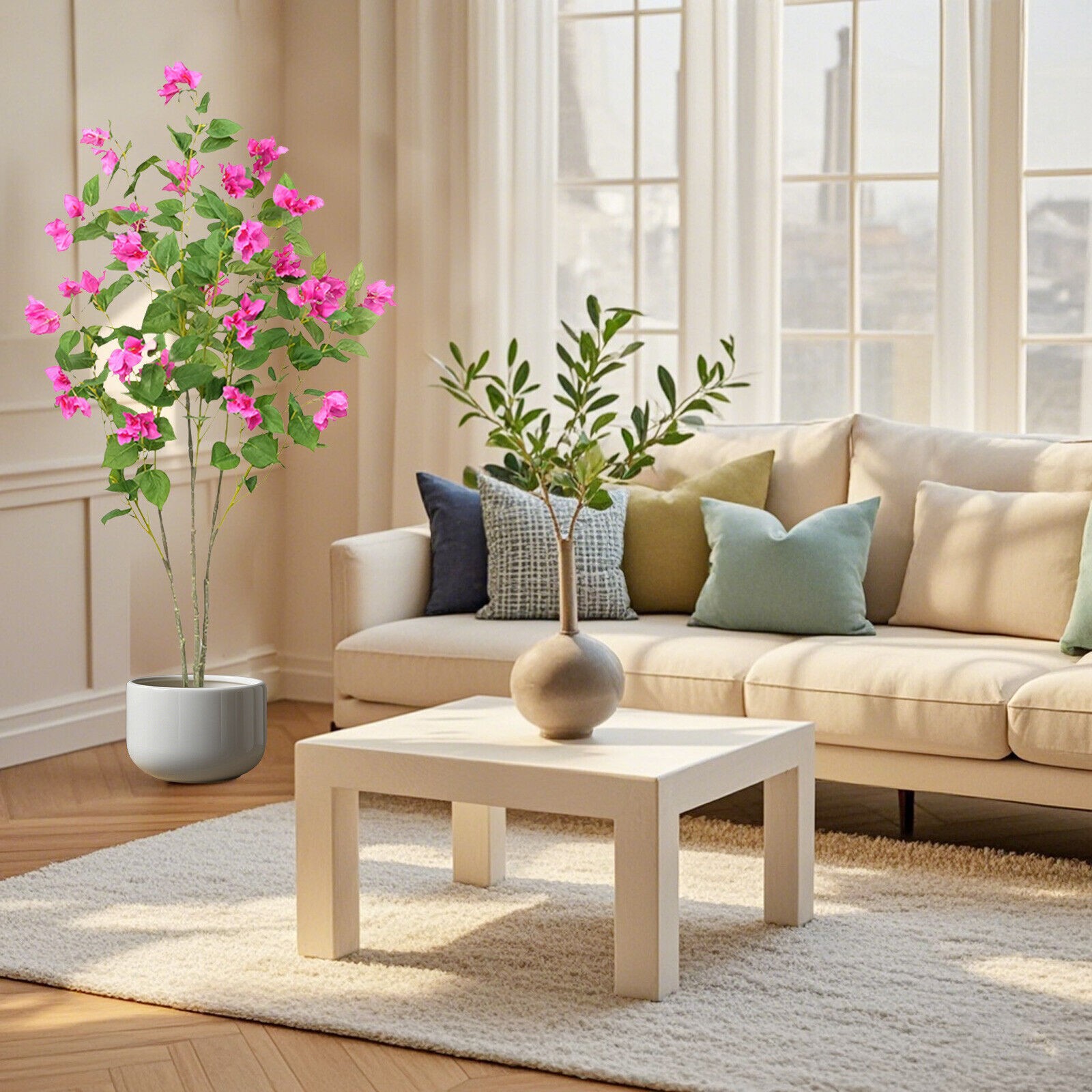 Artificial Tree 4FT/5FT/6FT Faux Bougainvillea Flowers for Decor Home Office
