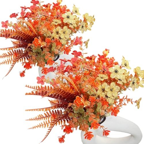 10 Bundles Artificial Fall Flowers for Outdoors 10 Pcs Fall Color Combinations