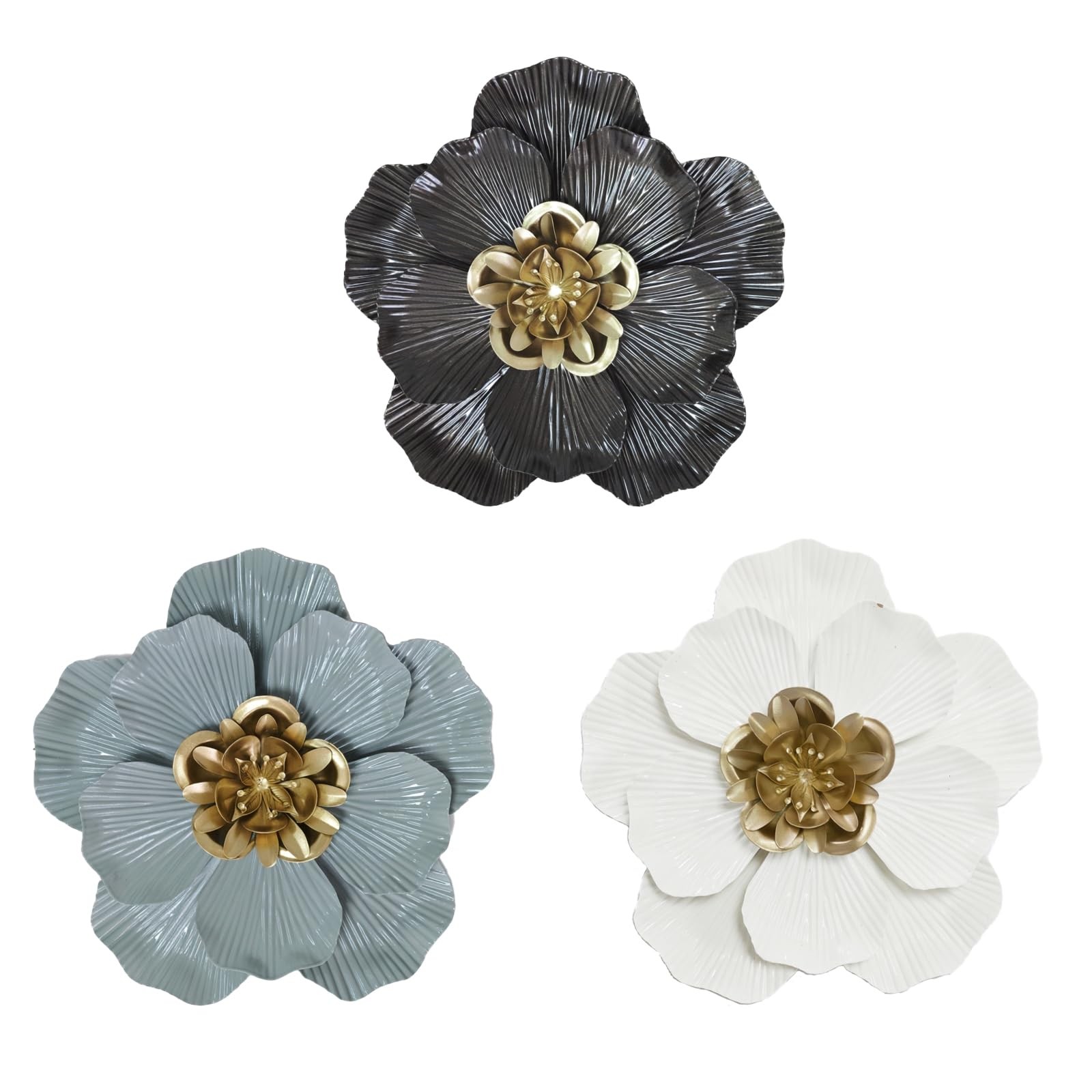 FTIJKLYE 10 Inch Metal Flower 6X6X1, 7.5X7.5X1, 9.5X9.5X1 Inches, colorful
