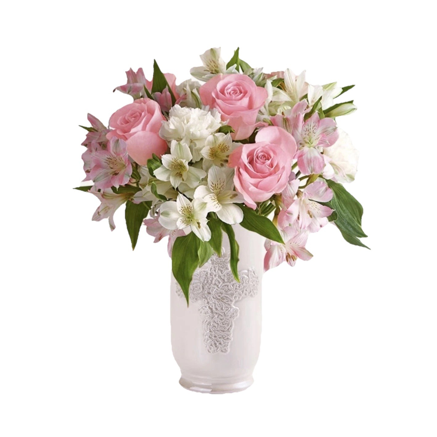 A010 Iridescent plant vase with cross detail ceramic FLOWERS NOT INCLUDED