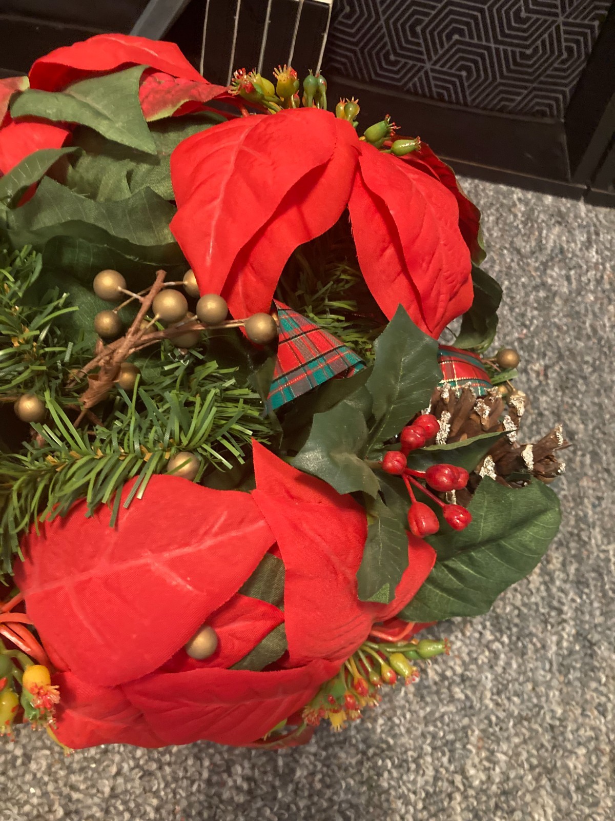 Poinsettia Flowers Artificial Christmas Bouquet Centerpiece