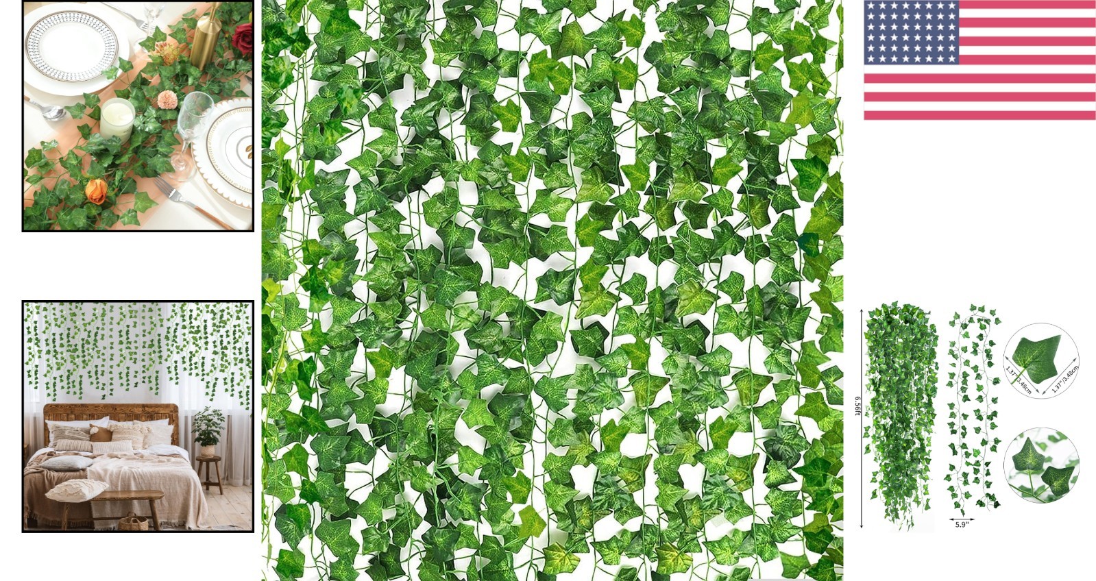 Vivid 158ft Fake Ivy Vines for Stunning Room & Wedding Decoration – 24 Strands