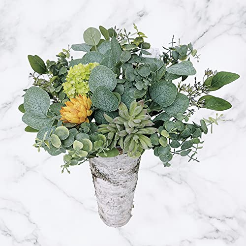 10 Pcs Mixed Eucalyptus Leaves Stems Bulk Artificial Silver Dollar Picks Faux