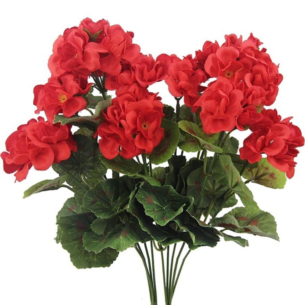 Red Red White Begonia Flower 36cm Plastic Table Decor for Wedding Event