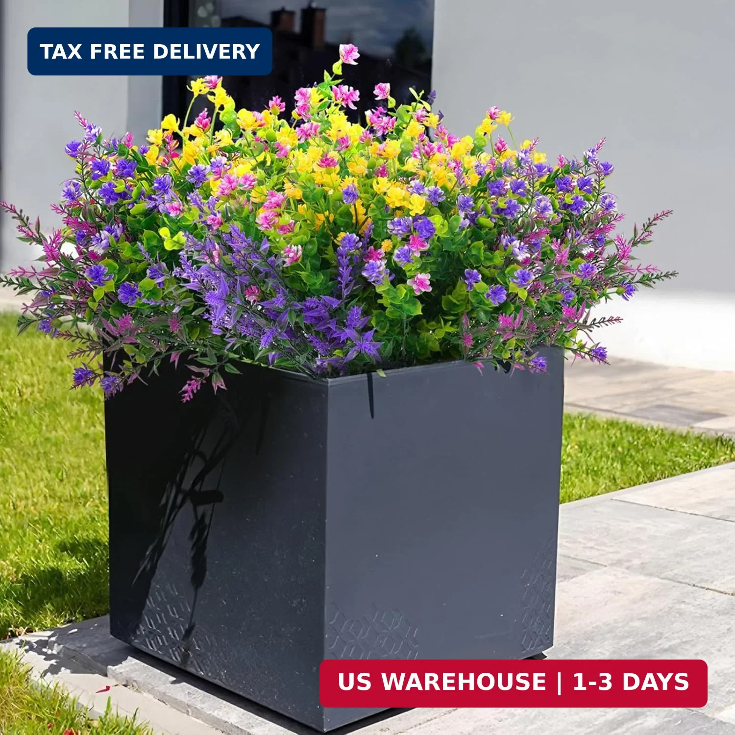 Hananona 12 Pcs Artificial Flowers Outdoor, Faux Artificial Plants UV Resistant