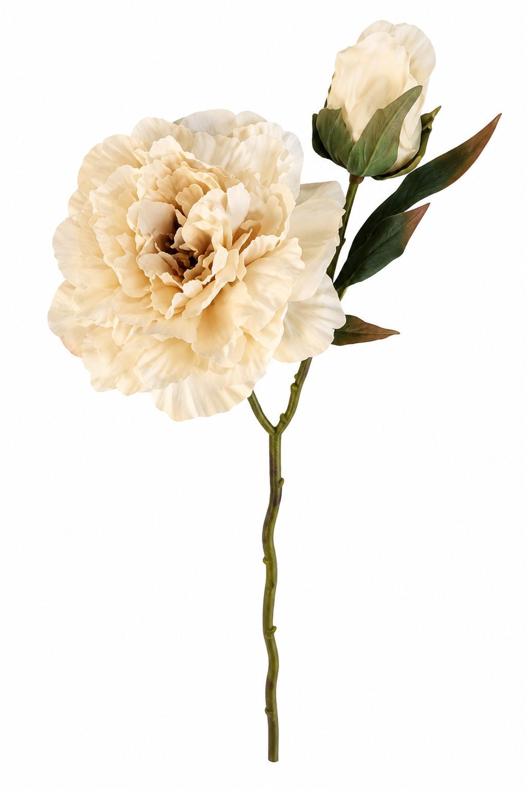 Cream Artificial Peony Stem 18 Inch Faux Peony Flower Stem Wedding Bouquet Flora
