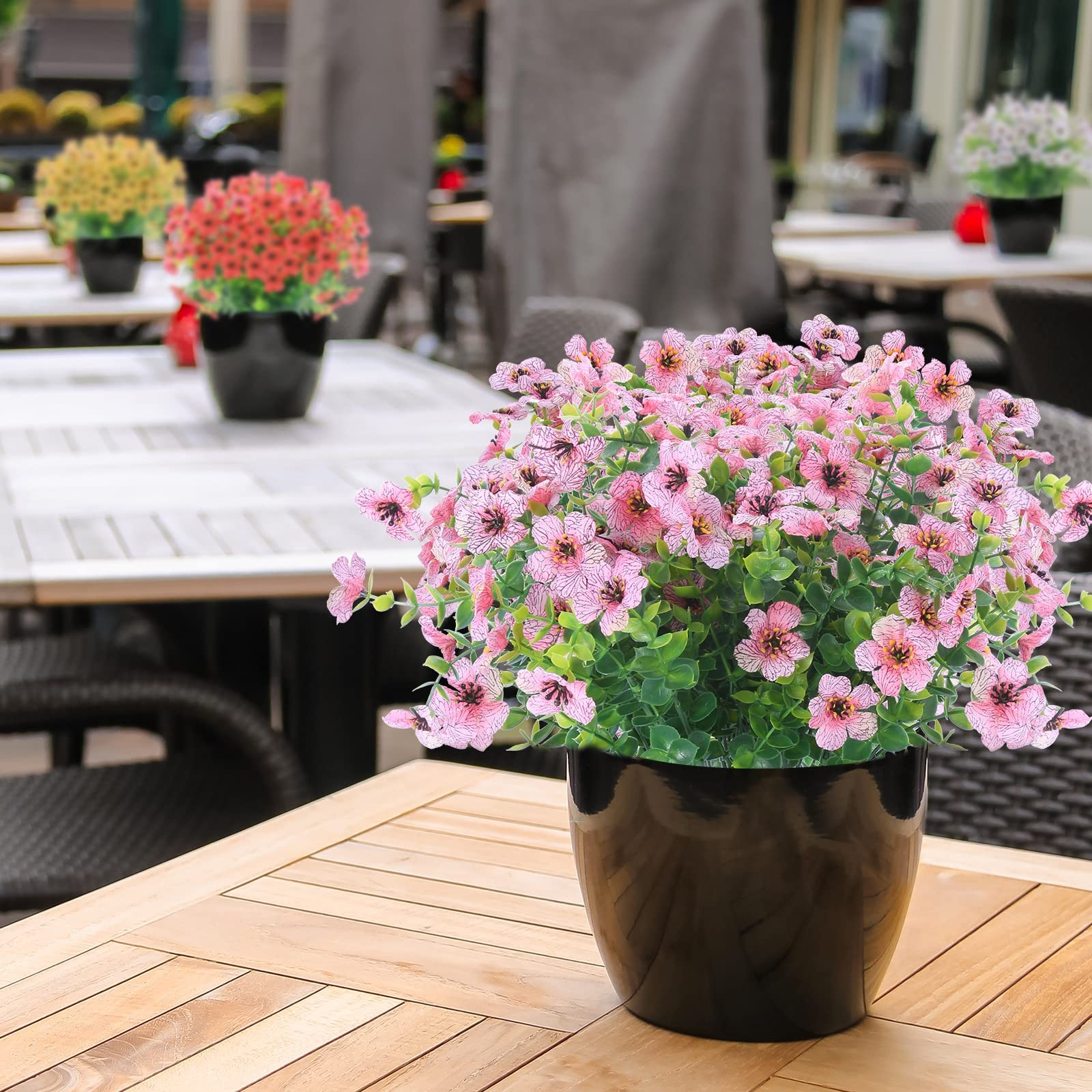 12 Bundles Artificial Flowers Outdoor UV Resistant Fake Plastic Plants Indoor…