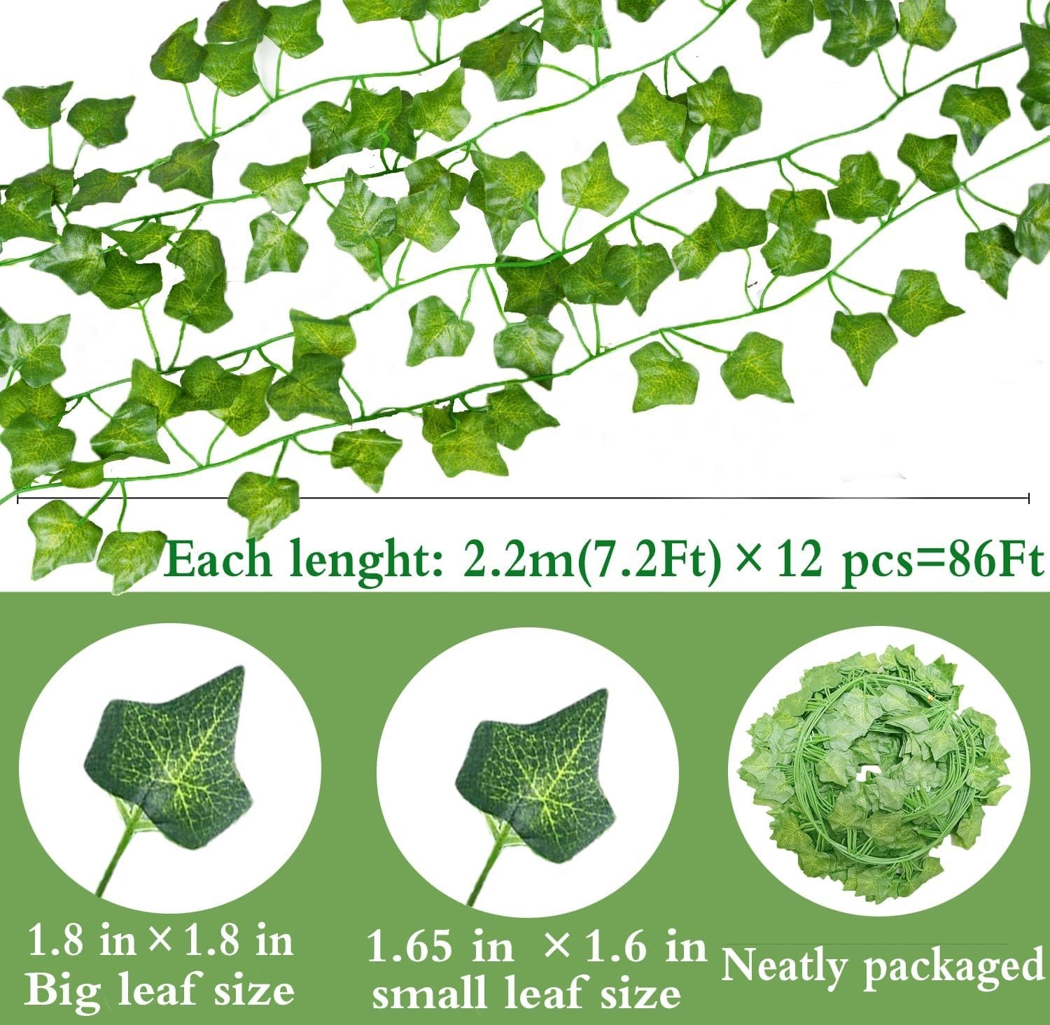 7Ft Maintenance-Free Artificial Ivy Vine – Perfect for Weddings and More