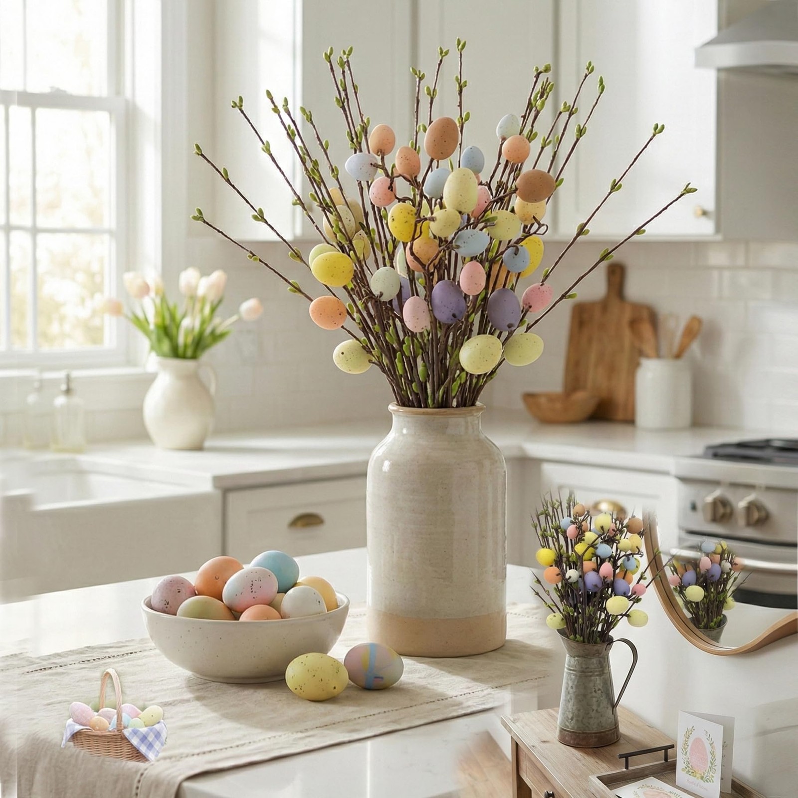 33 Pcs Easter Decorations for Tree – 30 Artificial Spring Berry Vine Stems & …