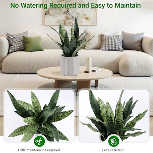 Fake Snake Plant 22″ Tall, Realistic Touch Leaves, Potted 22 Inch Snake