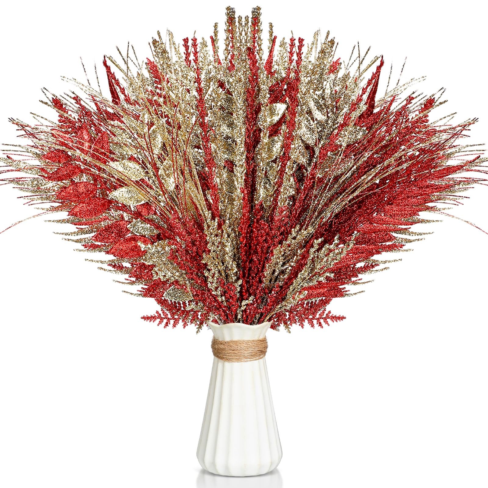 50 Pcs Red and Gold Christmas Tree Picks and Sprays Xmas Tree Topper Glitter …
