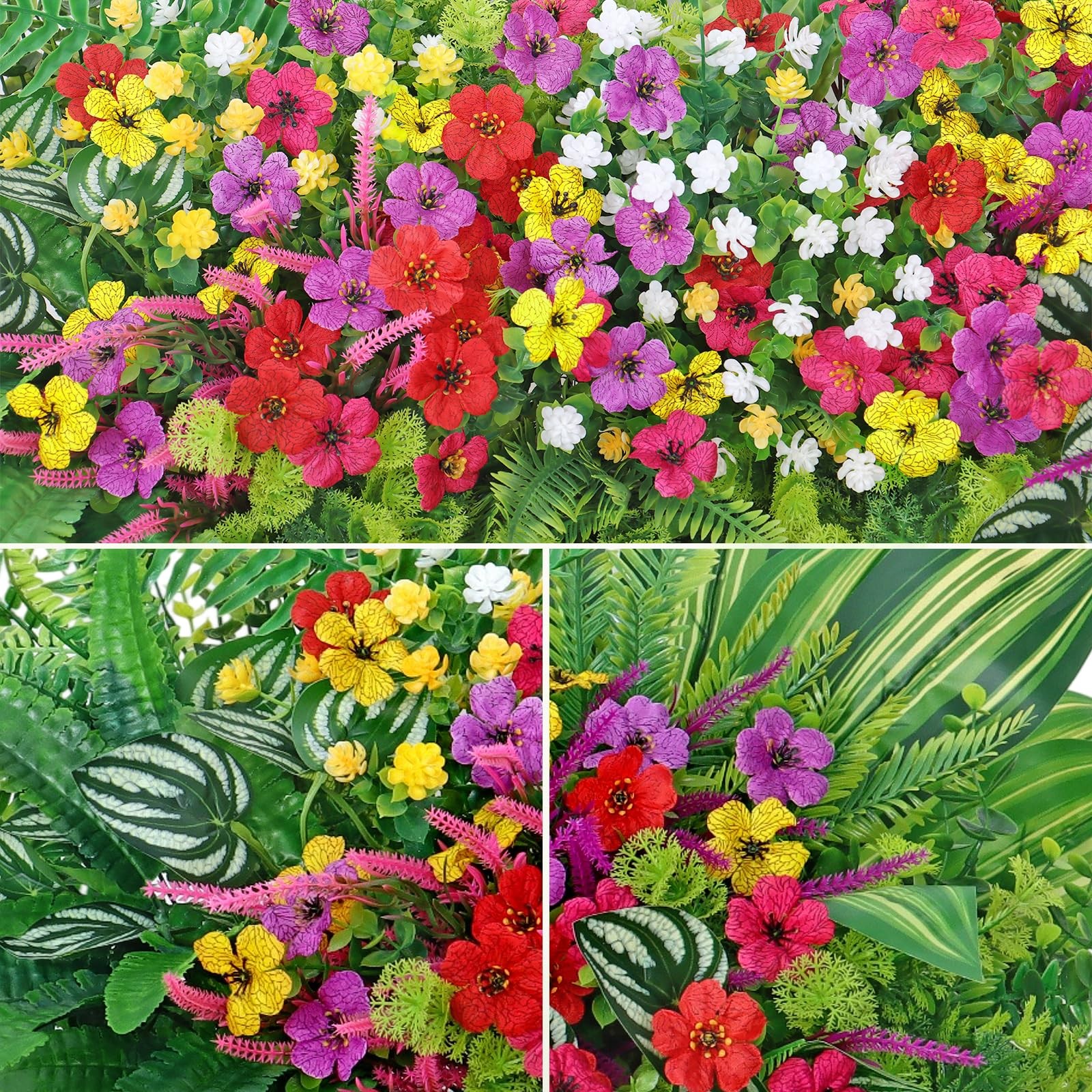 24 Bunches Artificial Plants Flowers for Outdoors UV Resistant Realistic Faux…