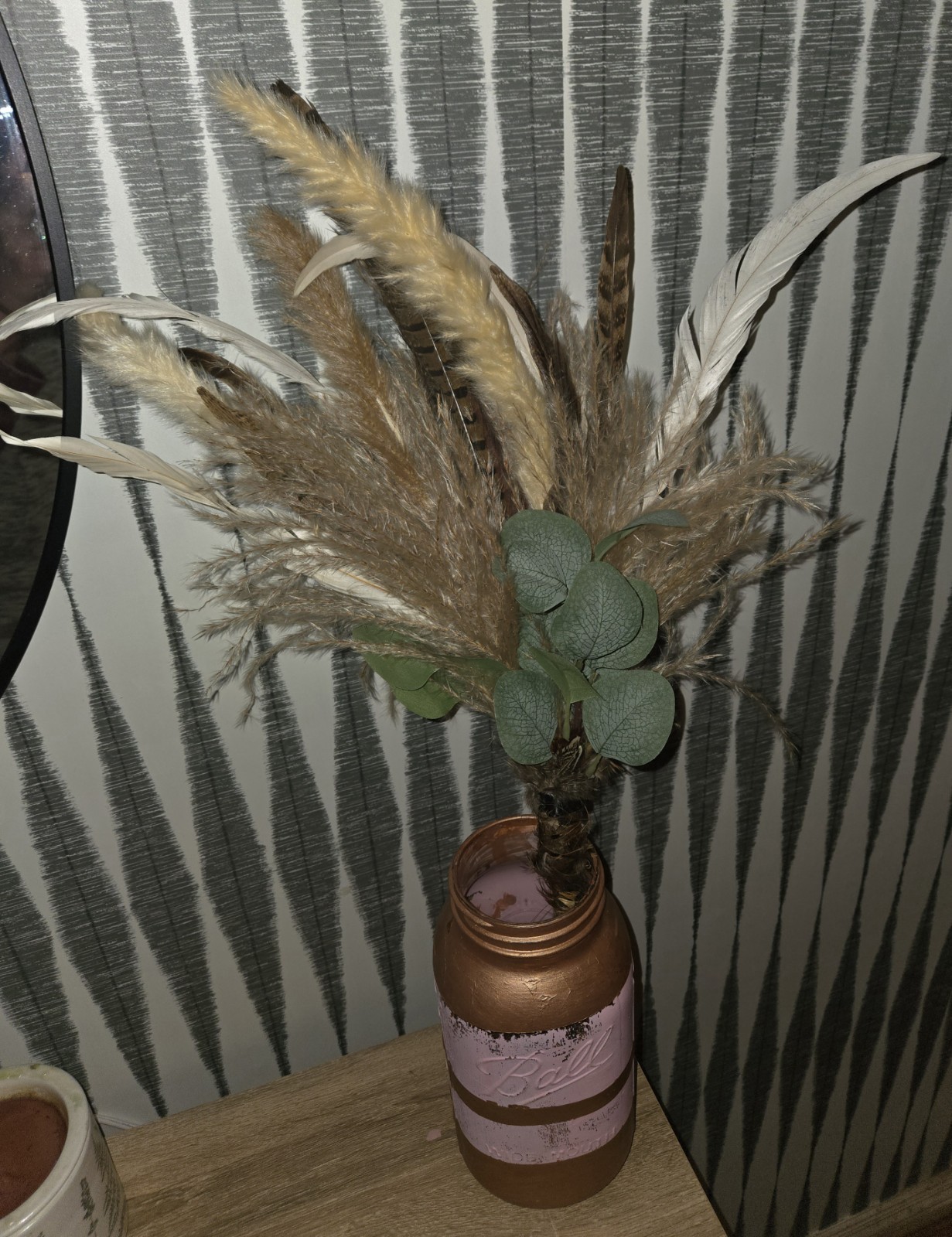 Handmade Boho Pampas & Feather Faux Floral Bouquet | Rustic Farmhouse Decor New