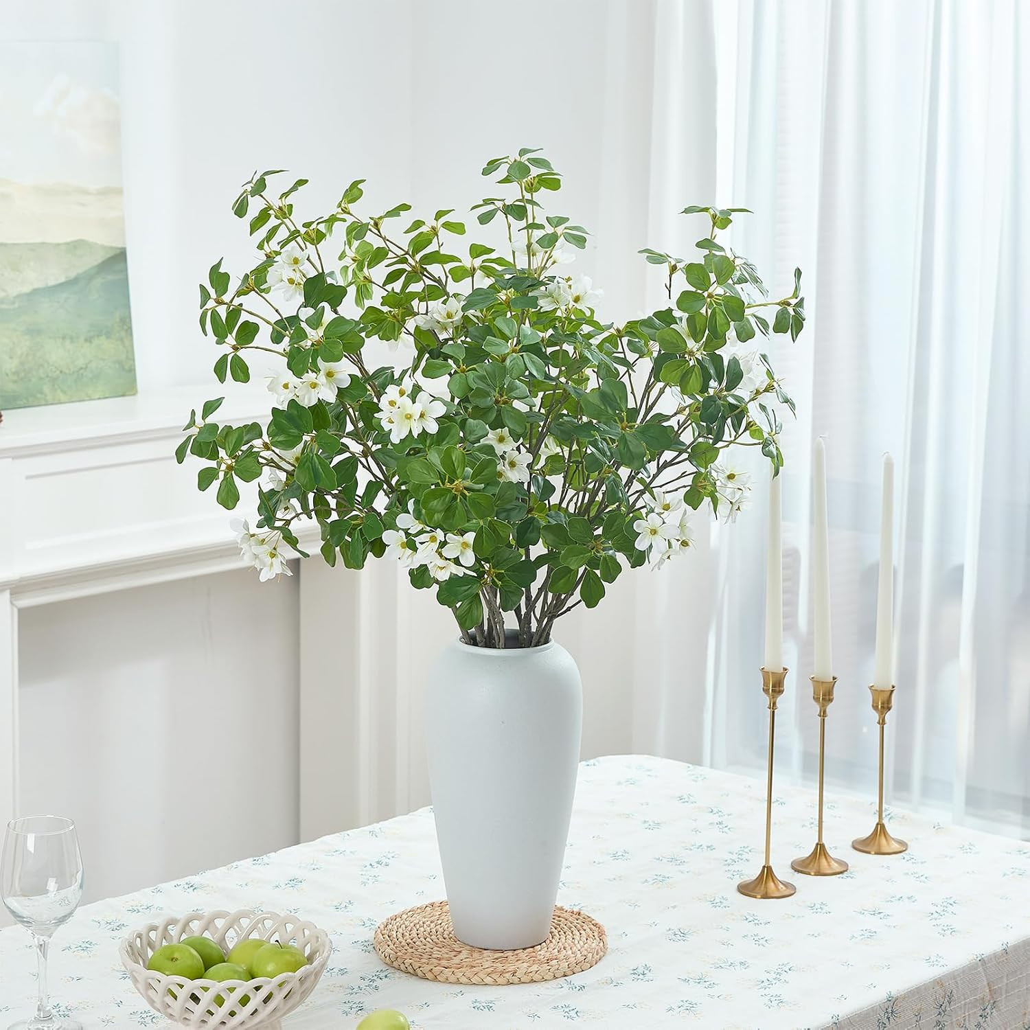 43.3″ Artificial Greenery Stems – 3 PCS Faux Silk Branches for Home Decor