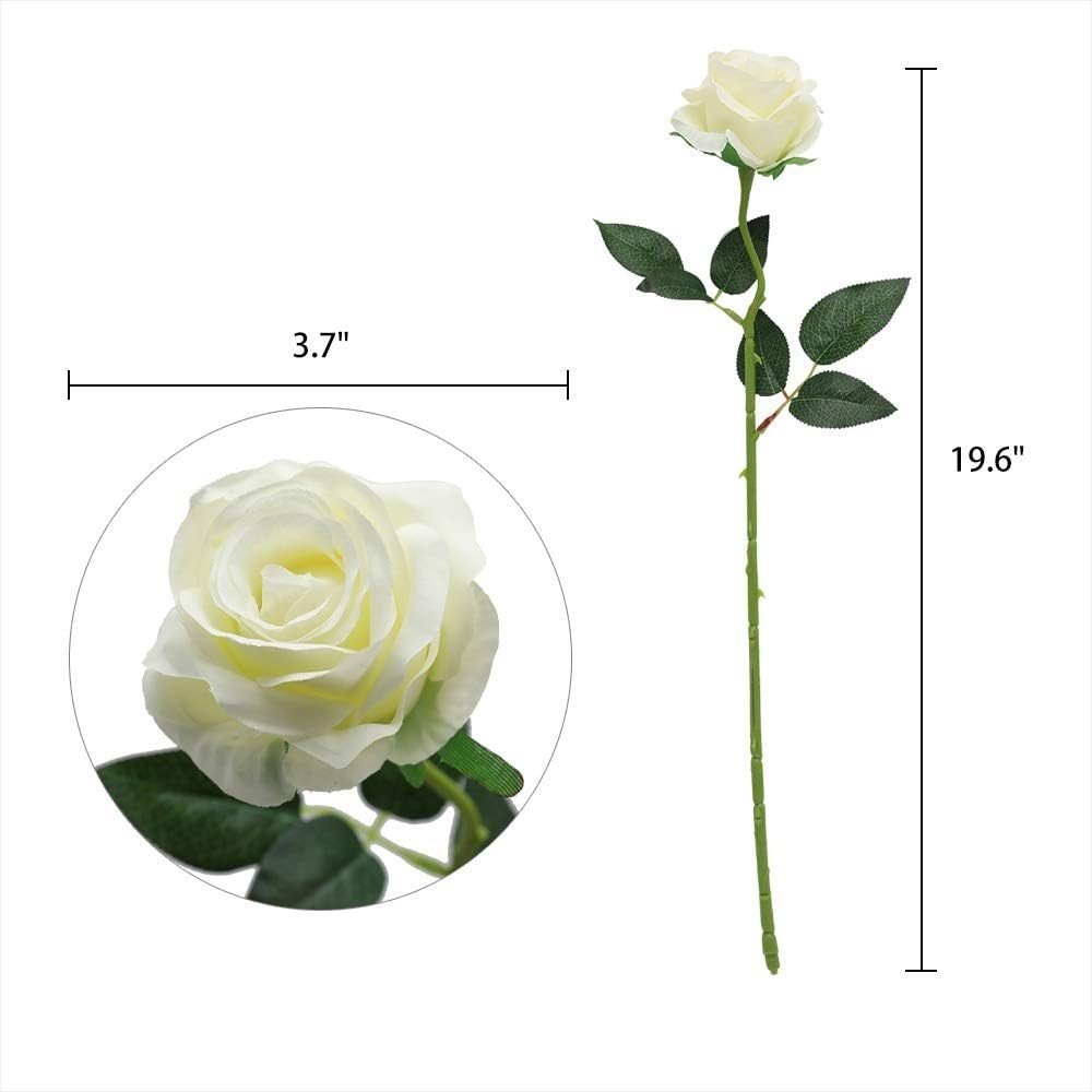 Artificial Silk Rose Flower Bouquet Lifelike White Fake Rose for Wedding Home…