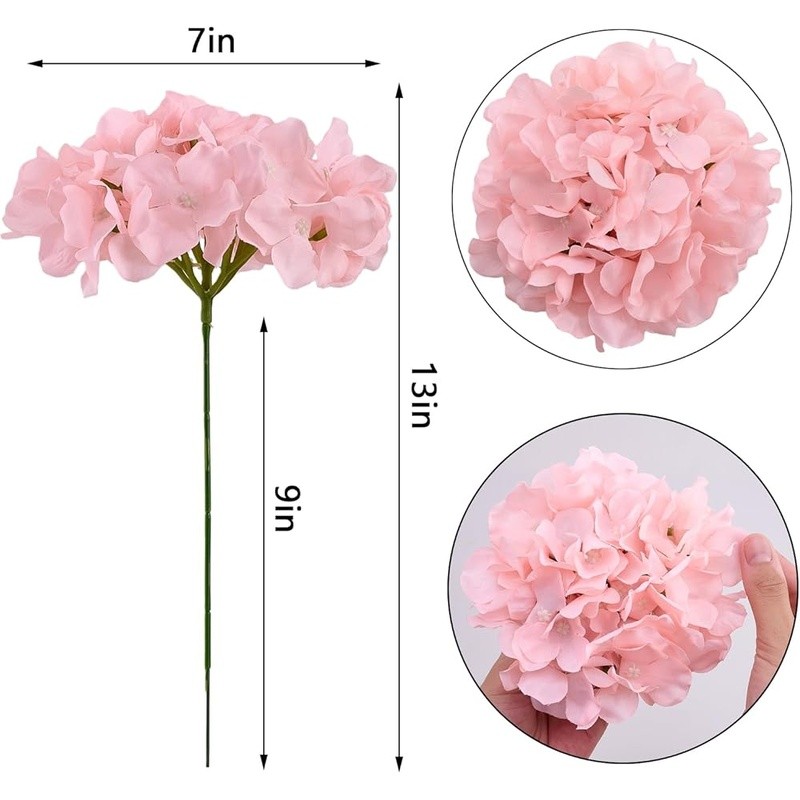 Silk Hydrangea Flower Heads W/ Stems Artificial Wedding Decor Centerpieces New