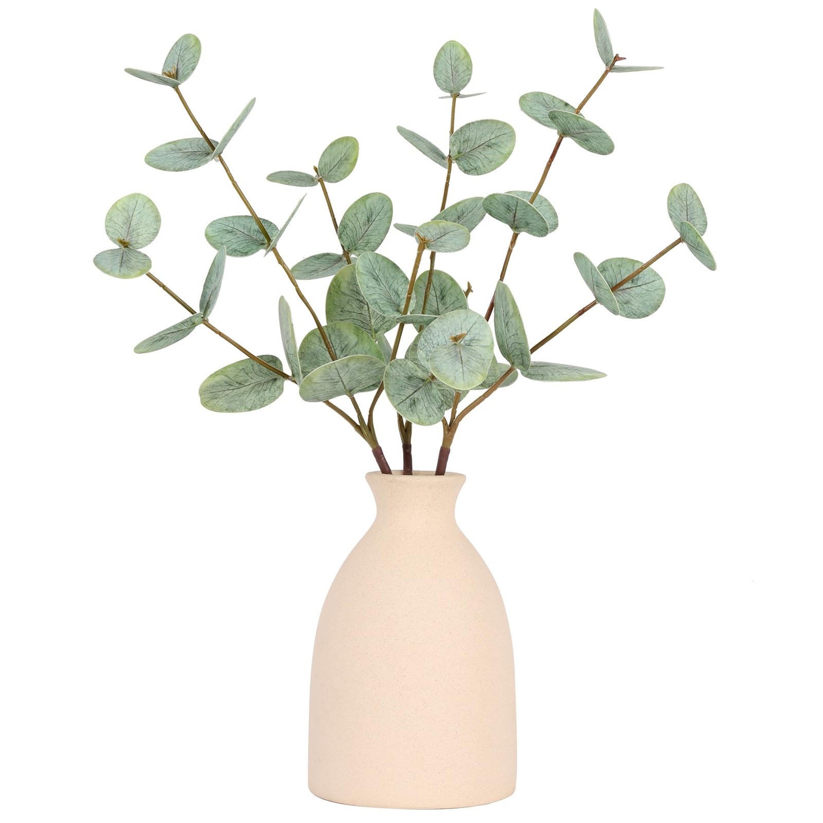 Best 17″ Artificial Eucalyptus Stems Potted Plant,Realistic Indoor Greenery Fake