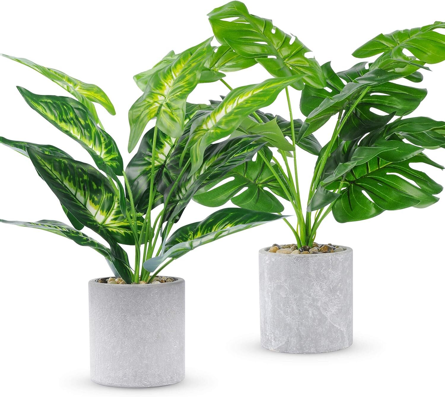 2 pcs 16″ Fake Plants Small Artificial Plants in Pots Faux Plants Indoor for …