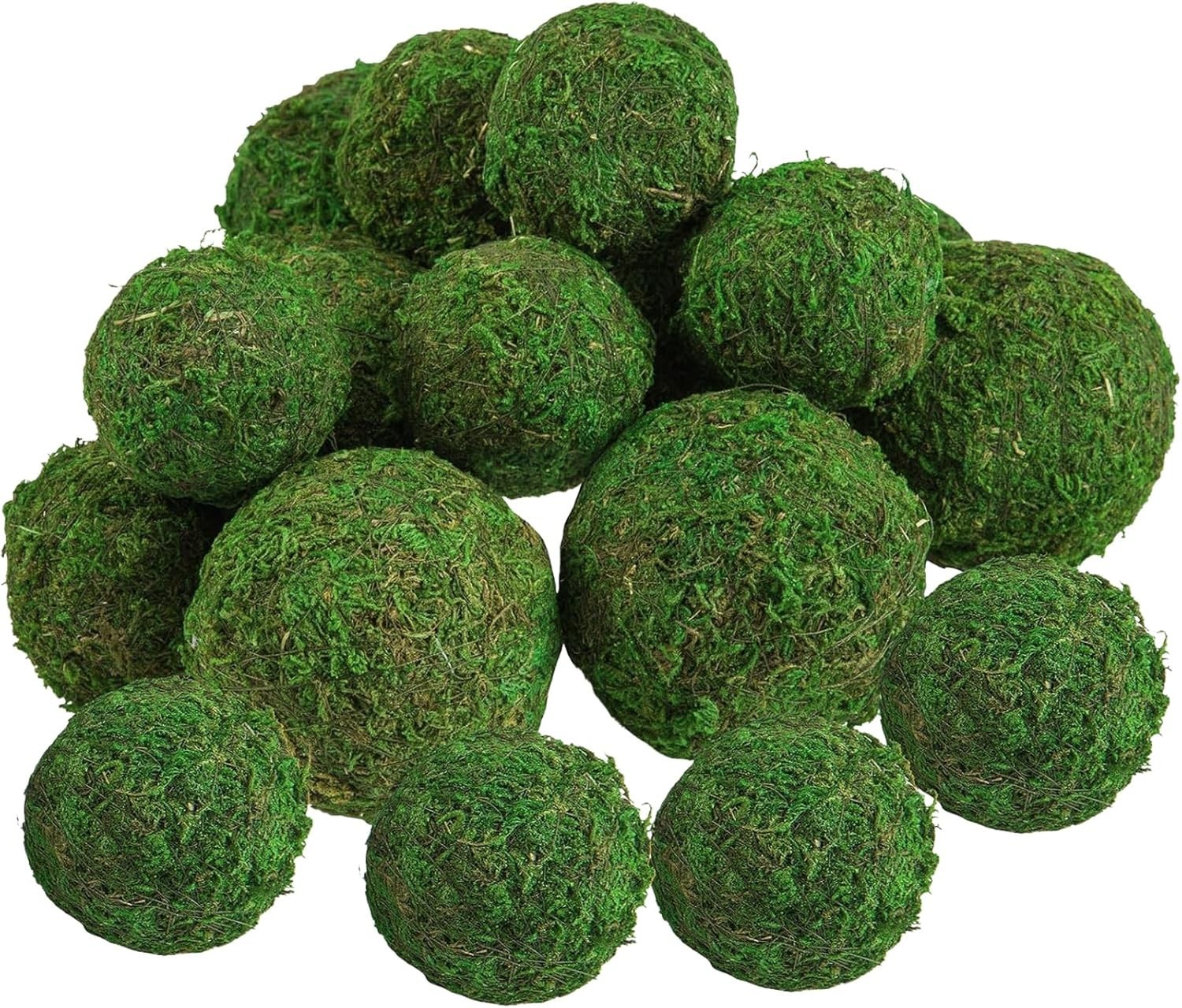 18 Pack Decorative Faux Dried Moss Balls- 6pcs 3.1″ Artificial Green Plant Mo…
