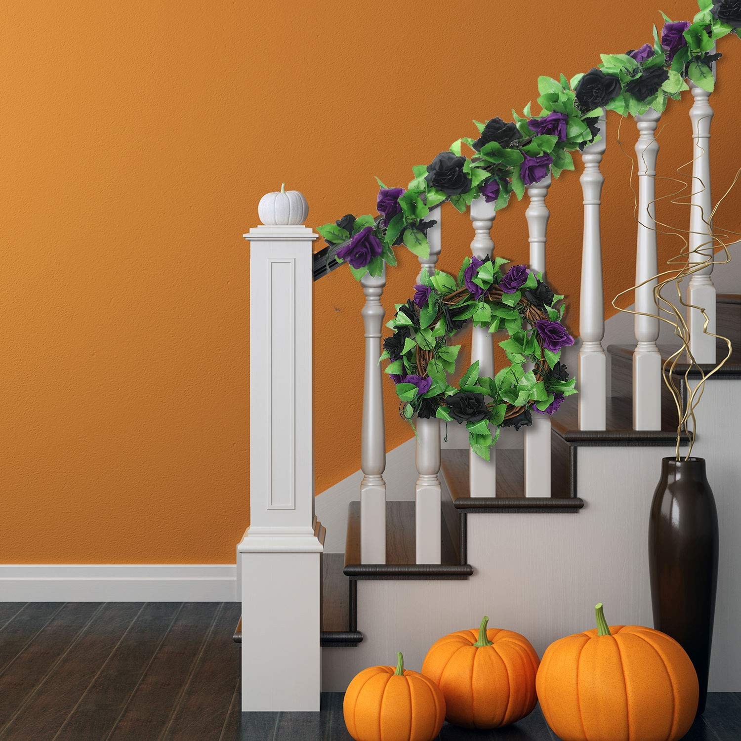 4 Pieces 7.7 Feet Fake Rose Vine Artificial Vine with Flowers Rose Garland Vi…