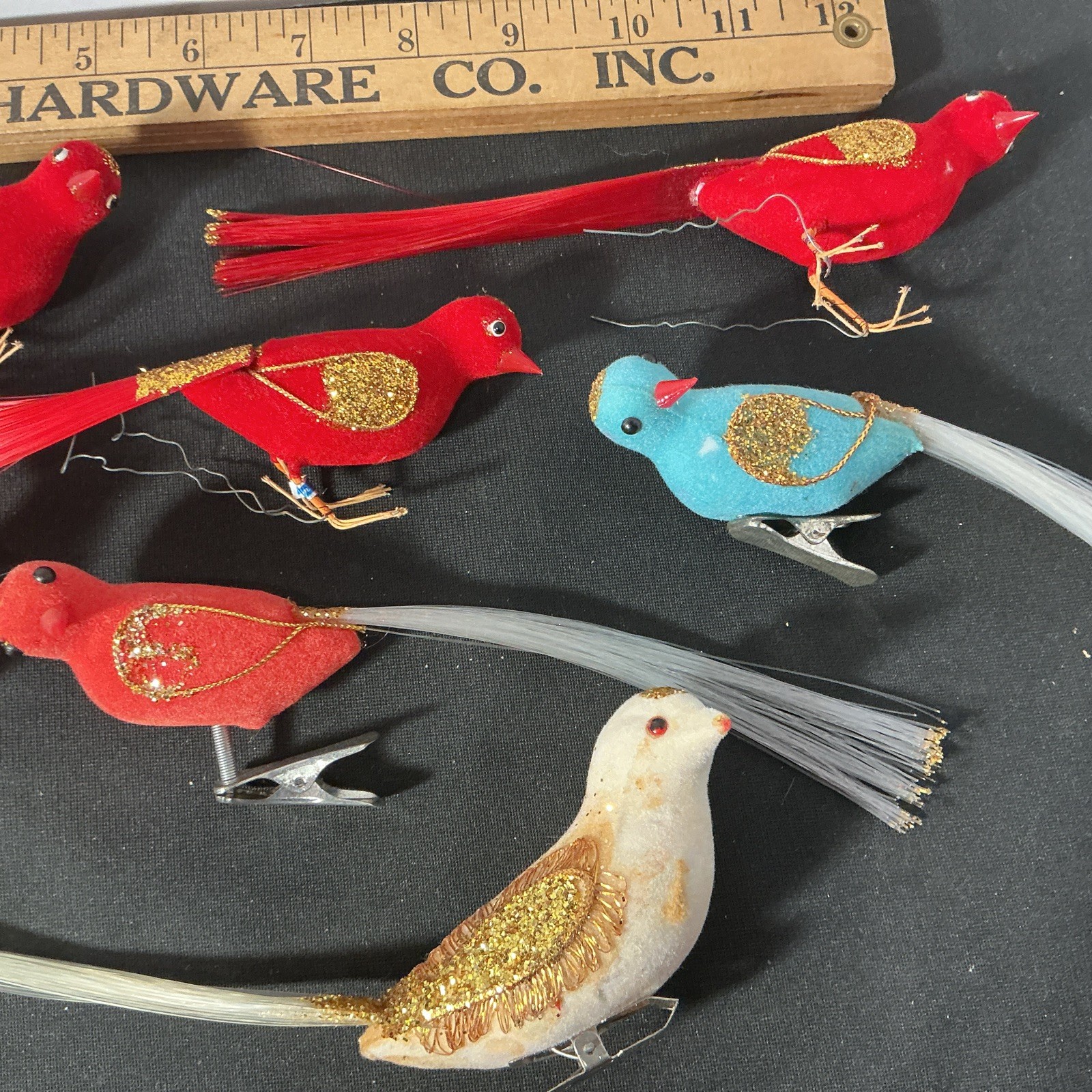 Lot Of 7 Vintage Assorted Artificial Bird Ornaments Craft Wire And Clip On