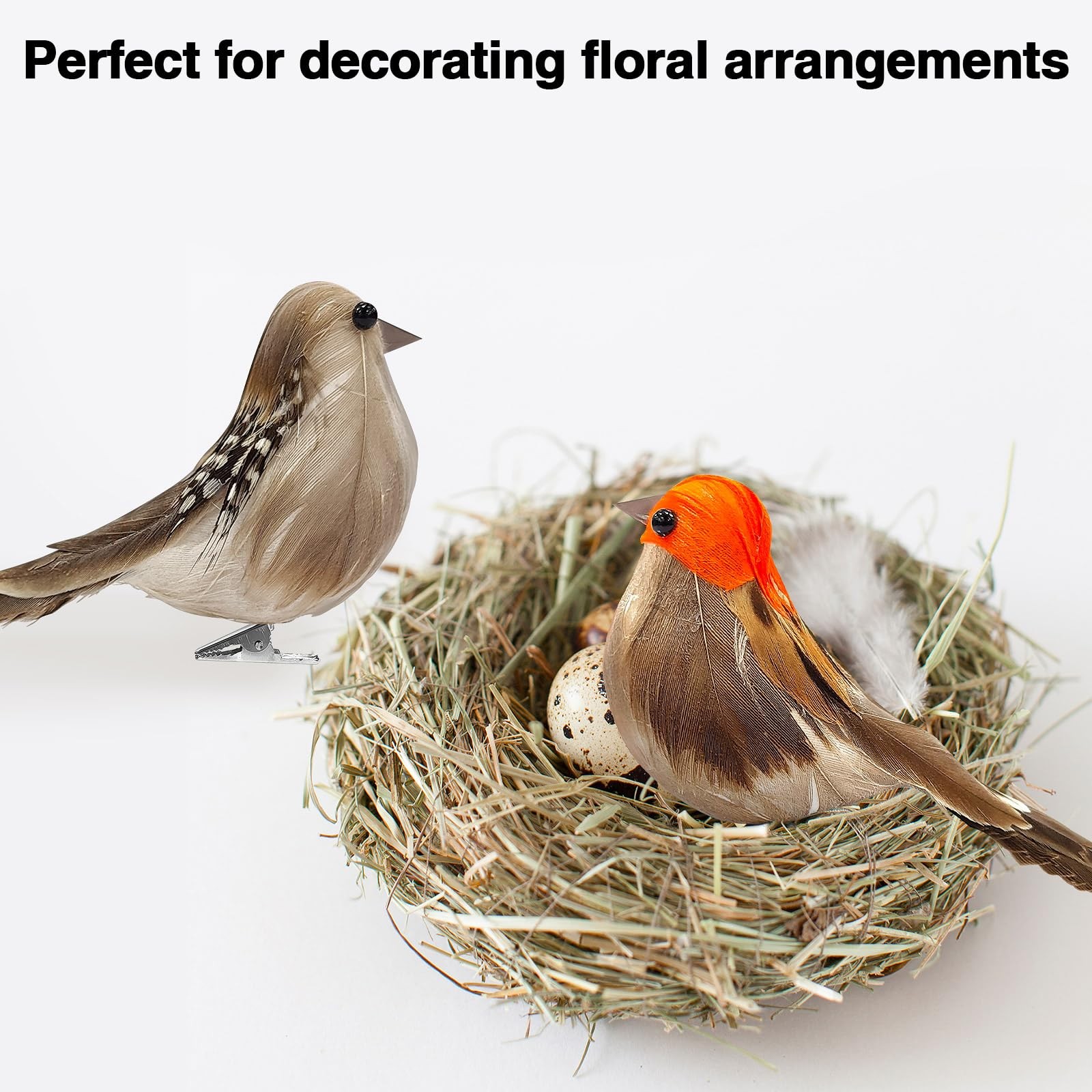 6 PCS Artificial Birds Crafts Clip On Bird Ornaments Simulation Sparrow Decor