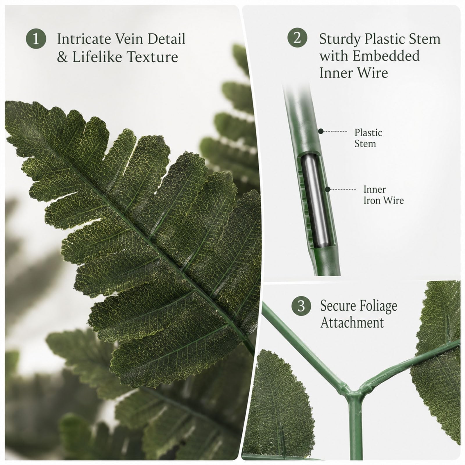 100 Pcs Artificial Silk Green Fern Leaves 17.7″ Faux Greenery