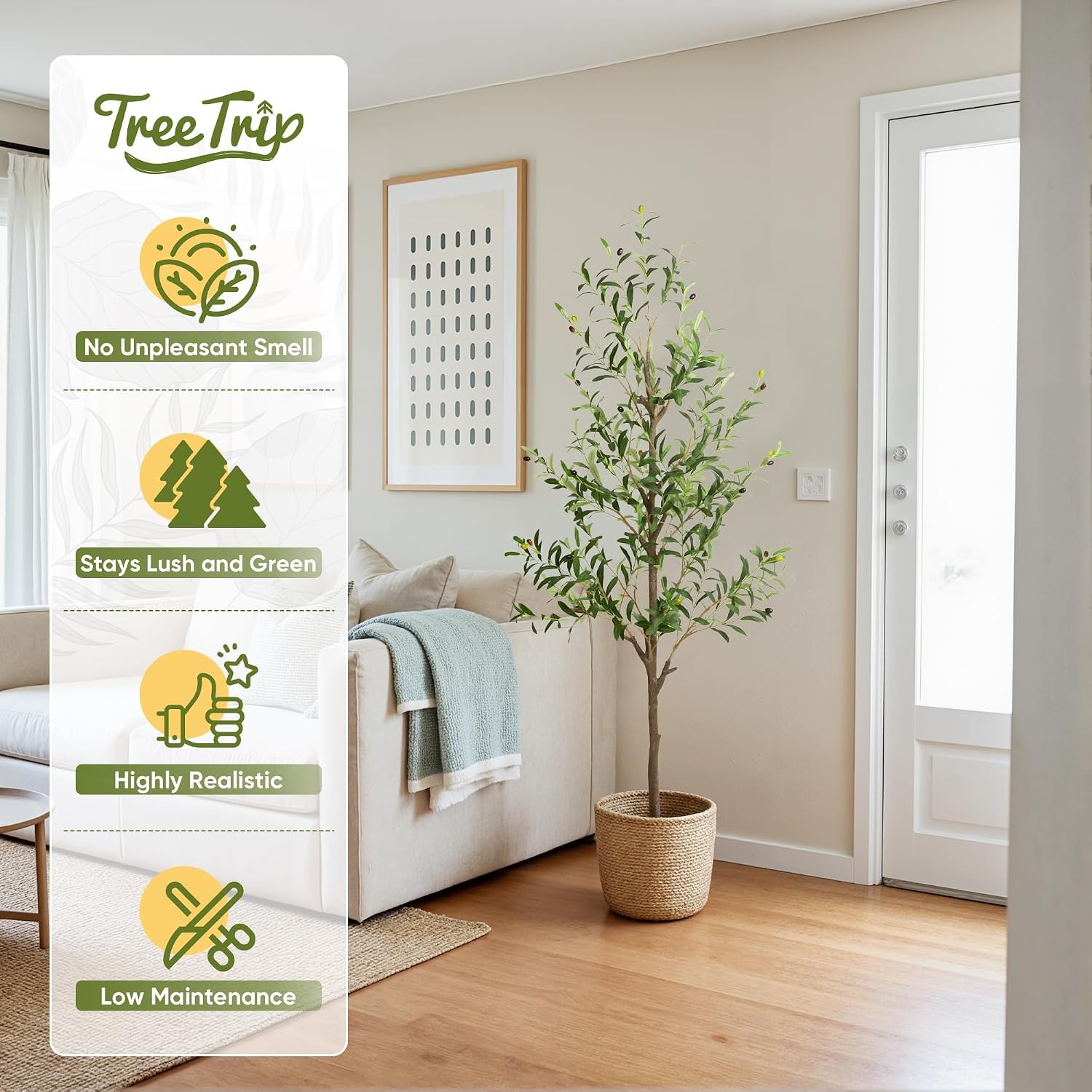 2-Pack 6 FT Olive Tree Artificial Indoor Faux Olive Trees with Planter Fake