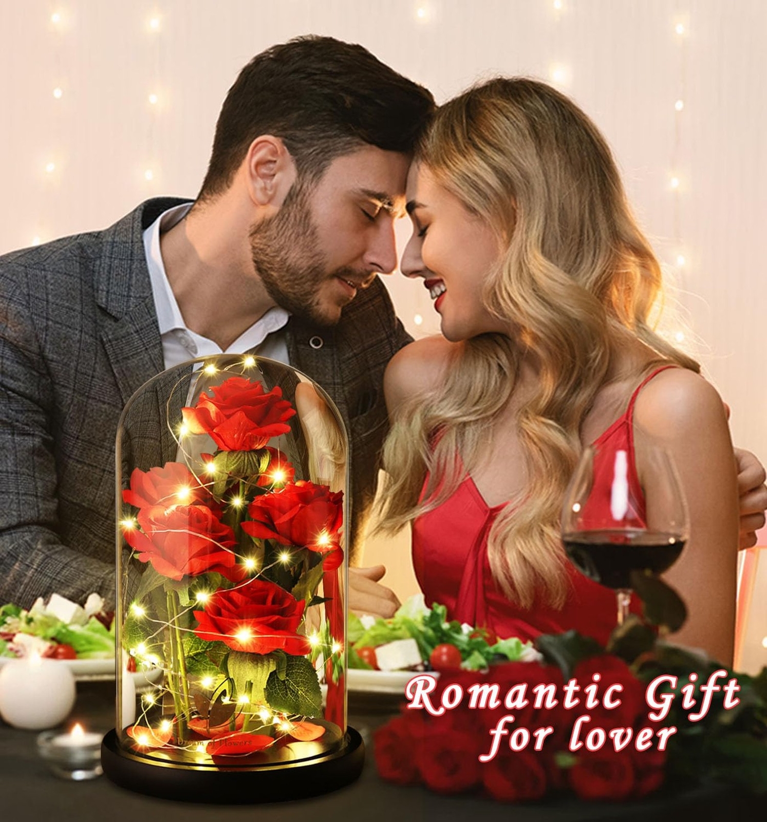 Valentines Flowers Roses Gifts for Her,Beauty and The Beast Rose with LED Lig…