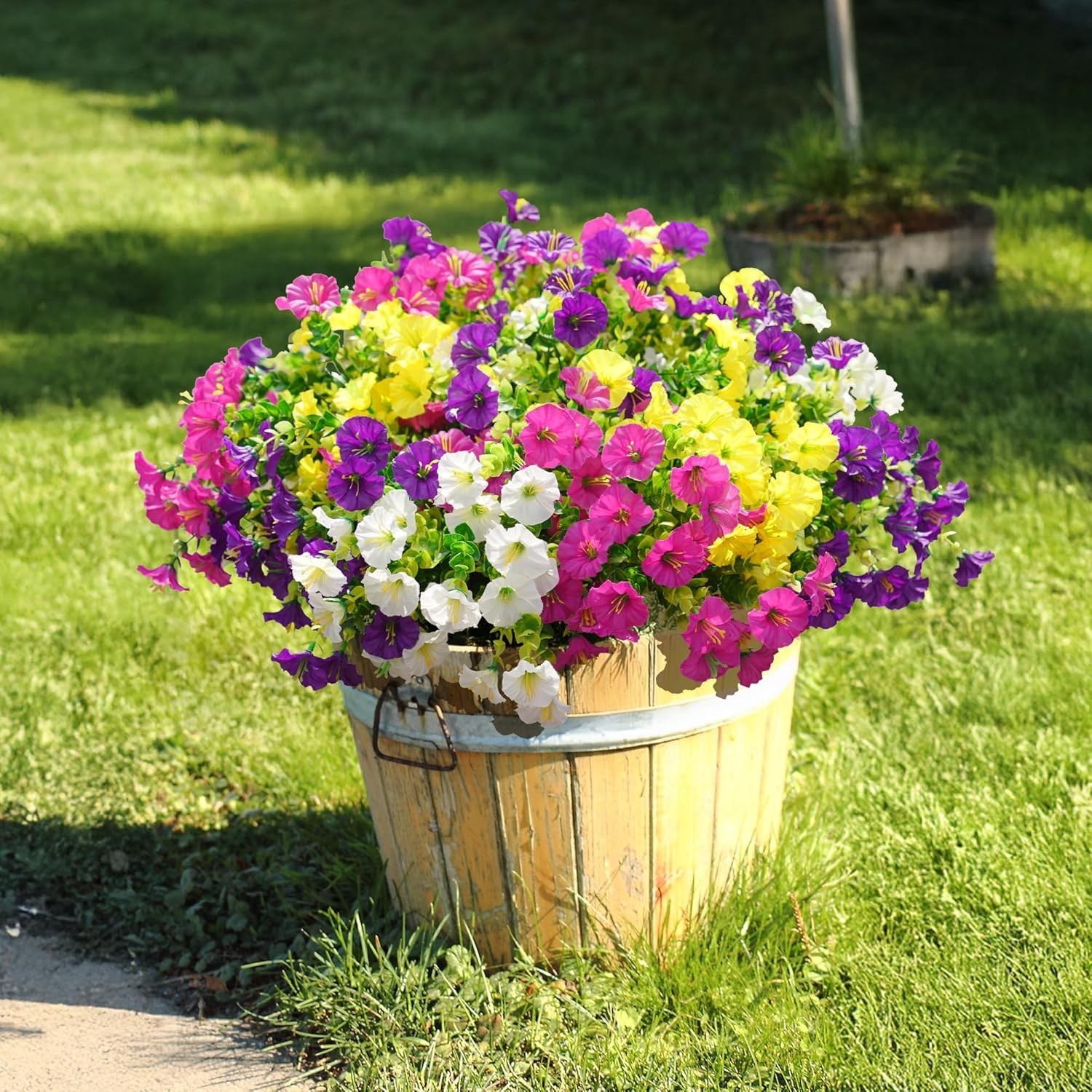 Artificial Flowers Fake Plants for Outdoors Decoration, 12 Bundles Silk Morni…