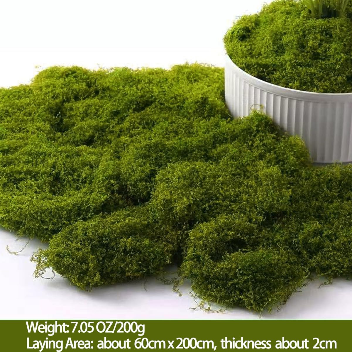 7.05oz Dark Green Artificial Moss for Potted Plants, DIY Crafts, Fairy Gardens,