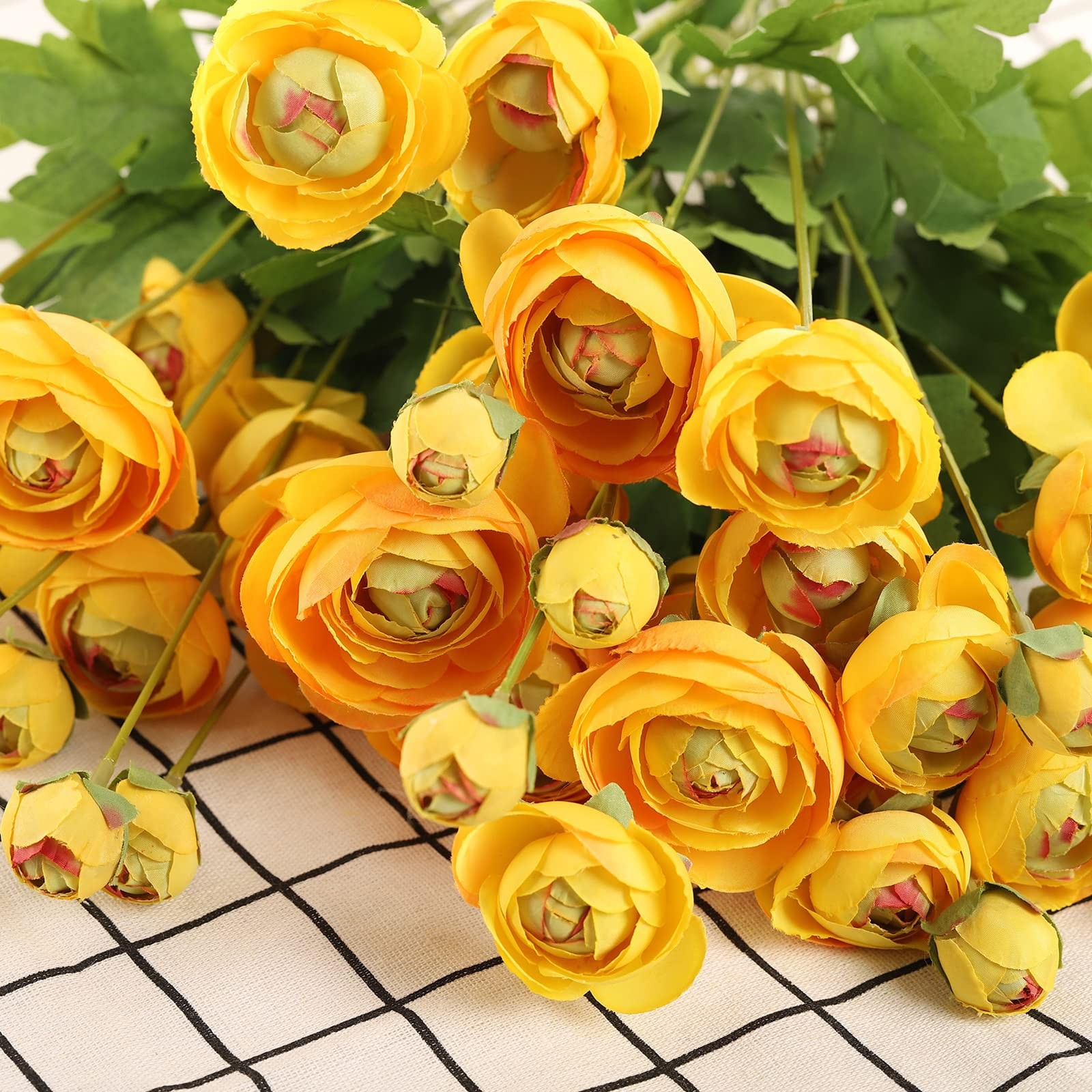 5 PCS Yellow Artificial Silk Persian Buttercup Ranunculus Flowers Home Decor