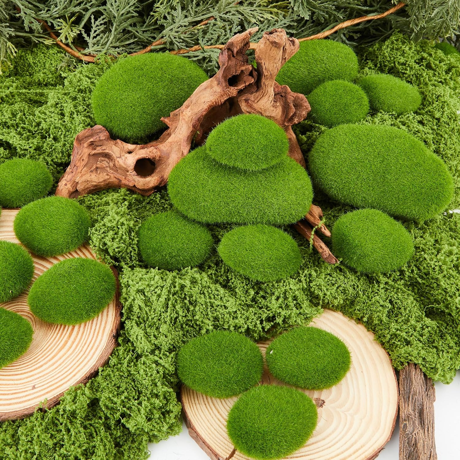 20Pcs Artificial Moss Rocks (2 Sizes),Green Moss Decoration, Suitable for Flo…
