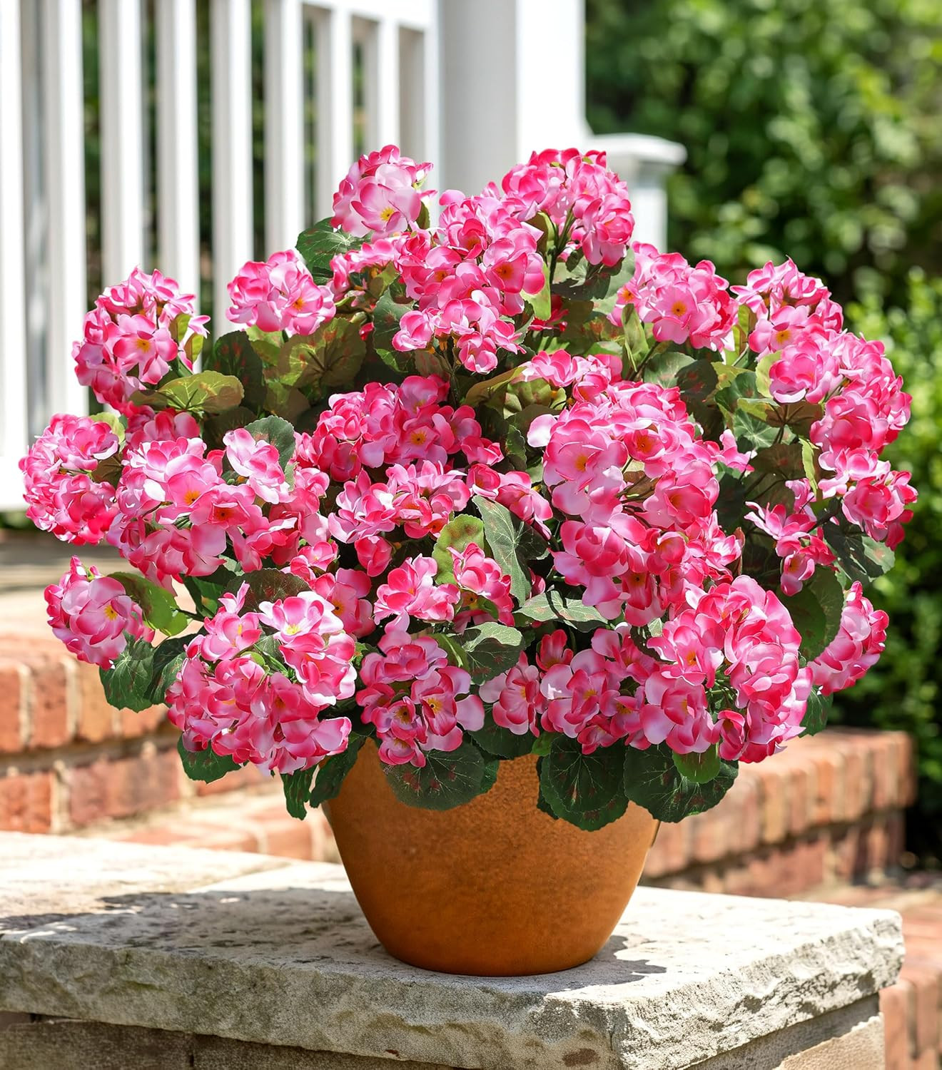 Artificial Geranium Fake Flowers for Outdoors Decoration, 6 Bundles Silk Geraniu