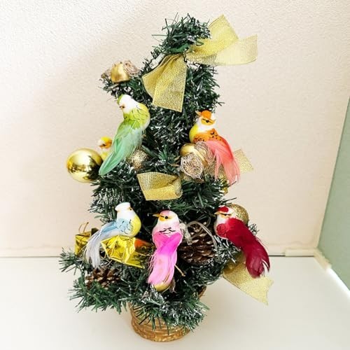 NEW 12pcs Feathered Artificial Birds with Clips for Christmas Tree Wreath