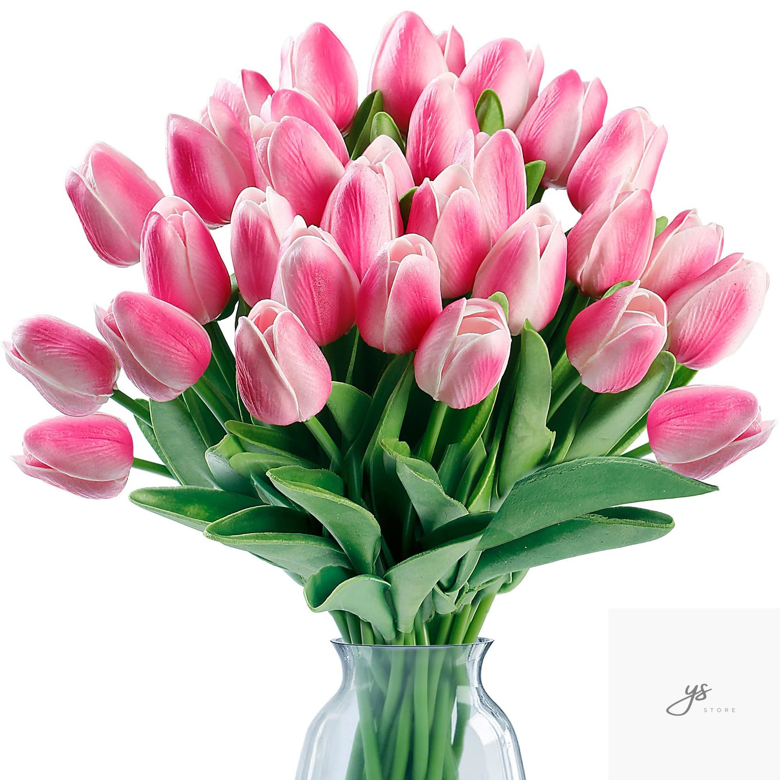 30 Pcs Fake Tulips Artificial Flowers Real Touch PU Faux Flowers Tulip Stems for