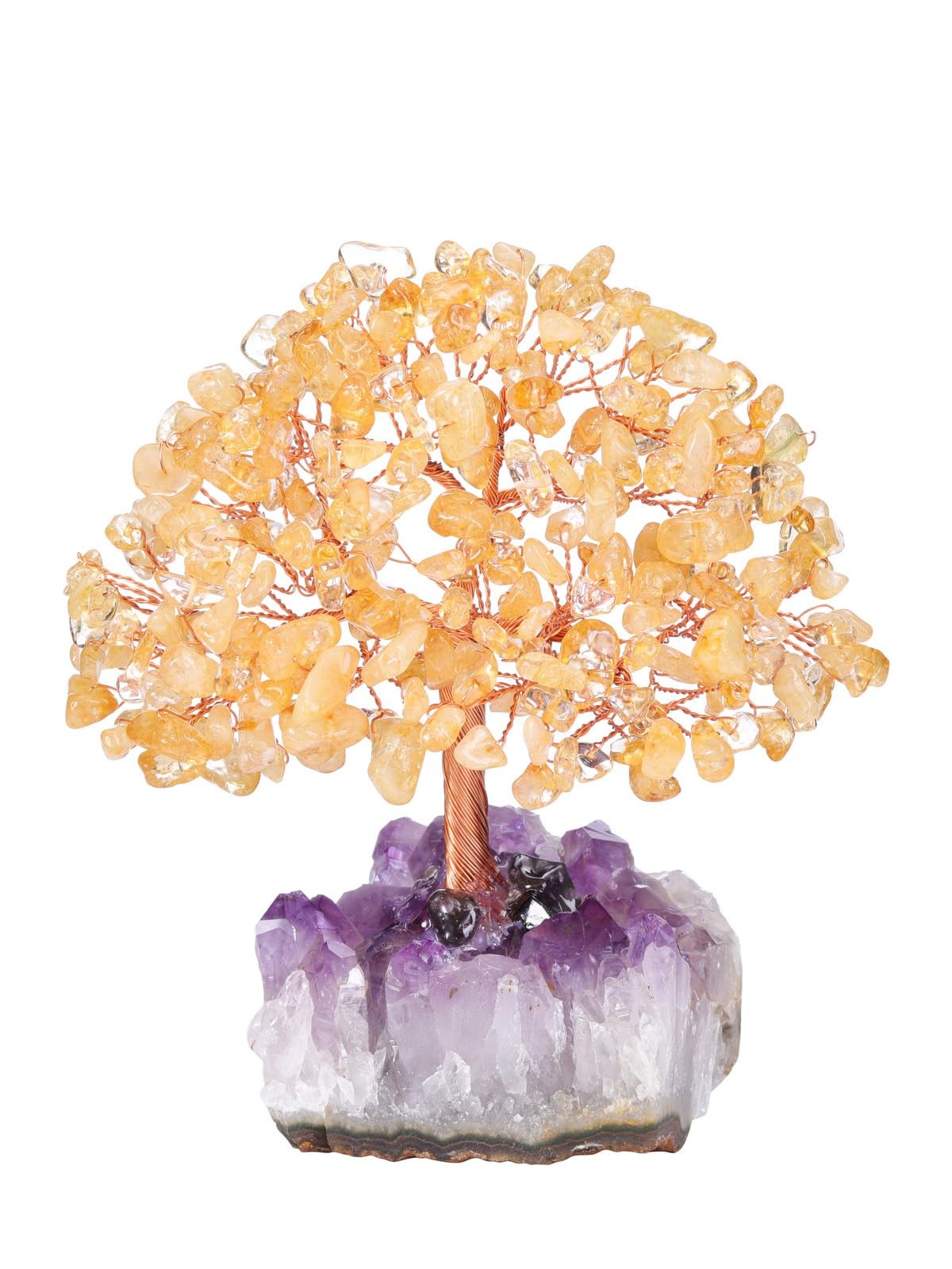 Natural Citrine Healing Crystal Money Tree on Amethyst Cluster Geode Druzy Ba…
