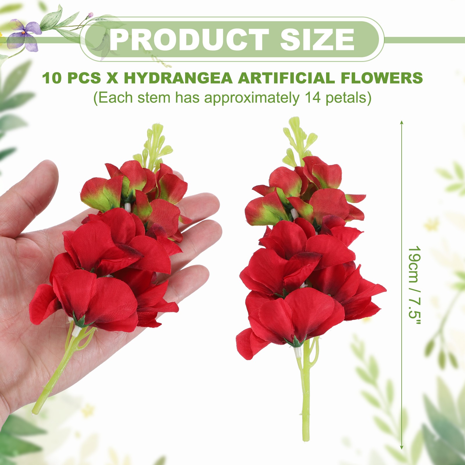 10Pcs Floating Flowers for Centerpieces Artificial Hydrangea Red