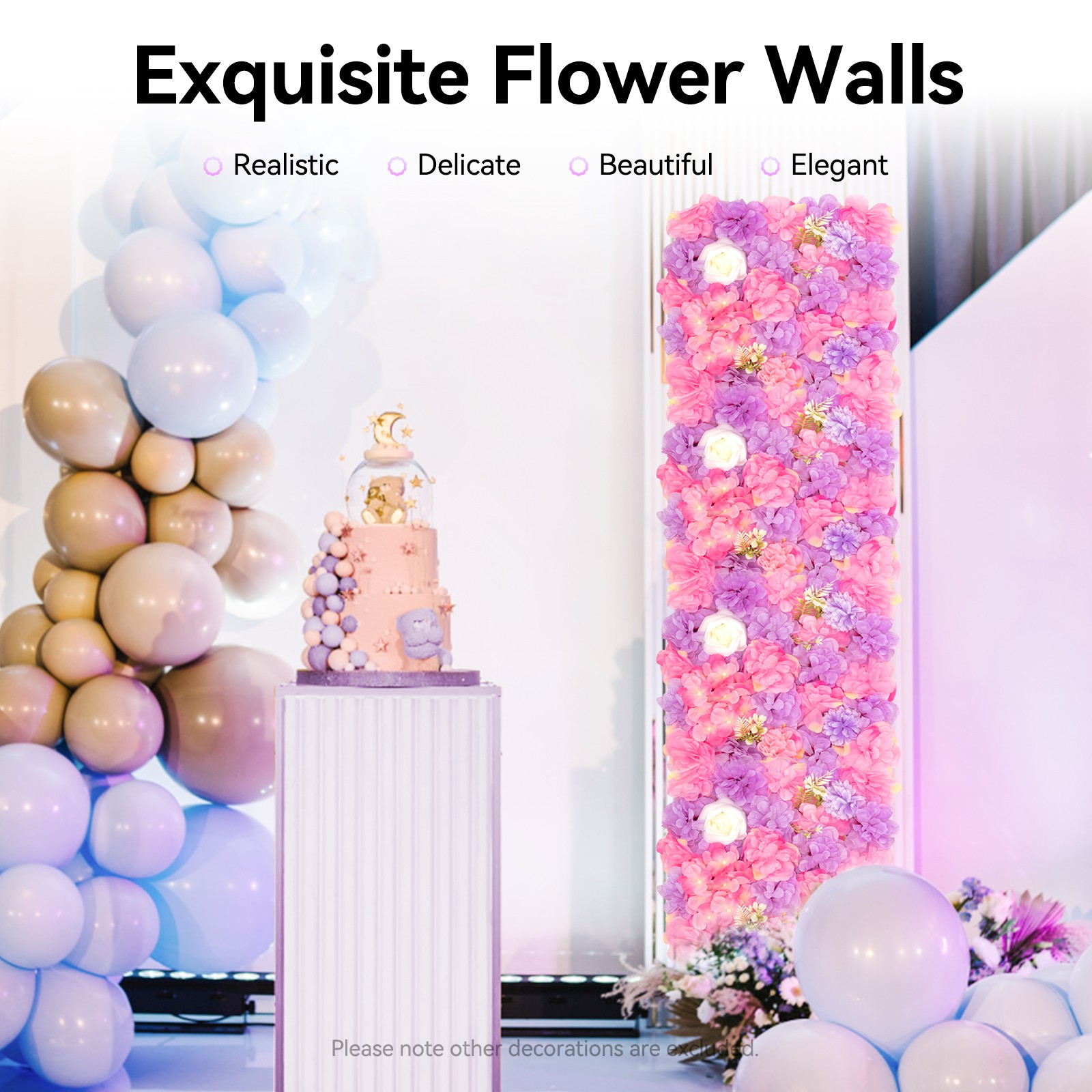 12pcs Artificial Silk Rose Flowers 3D Backdrop Wall for Wedding Party Decoration